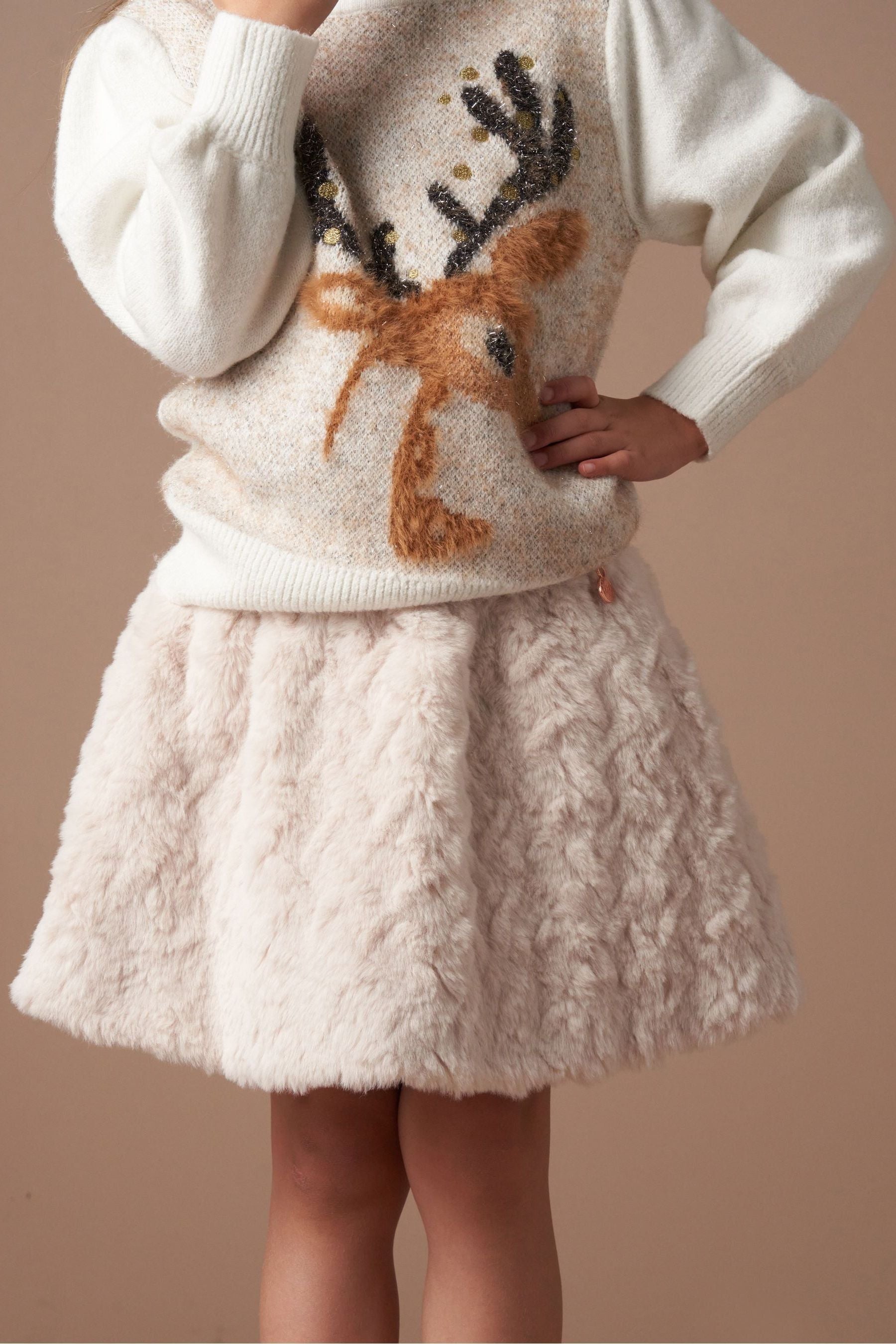 Angel & Rocket Natural Cecile Faux Fur Skirt