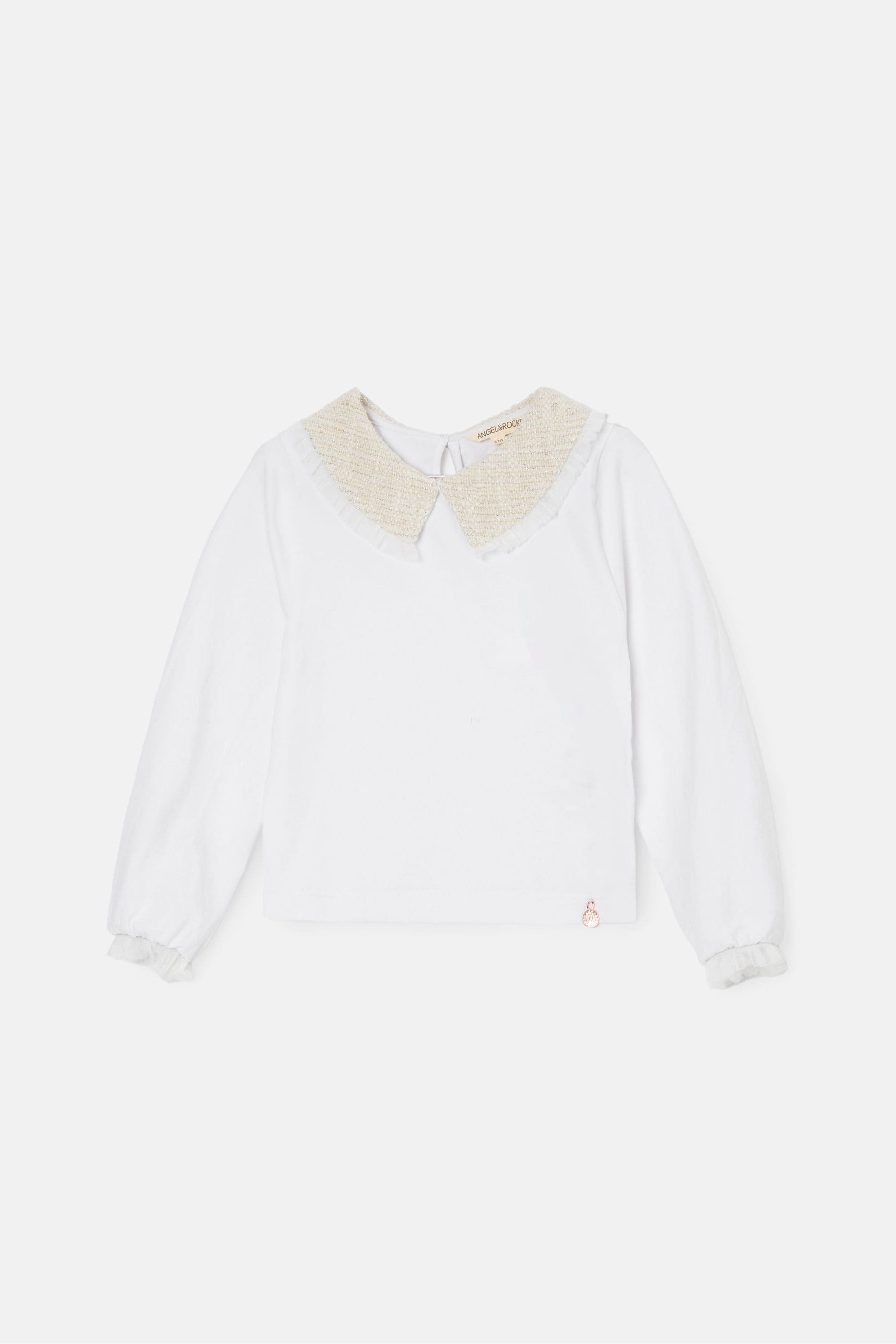 Angel & Rocket Natural Opal Jersey Top With Tweed Collar