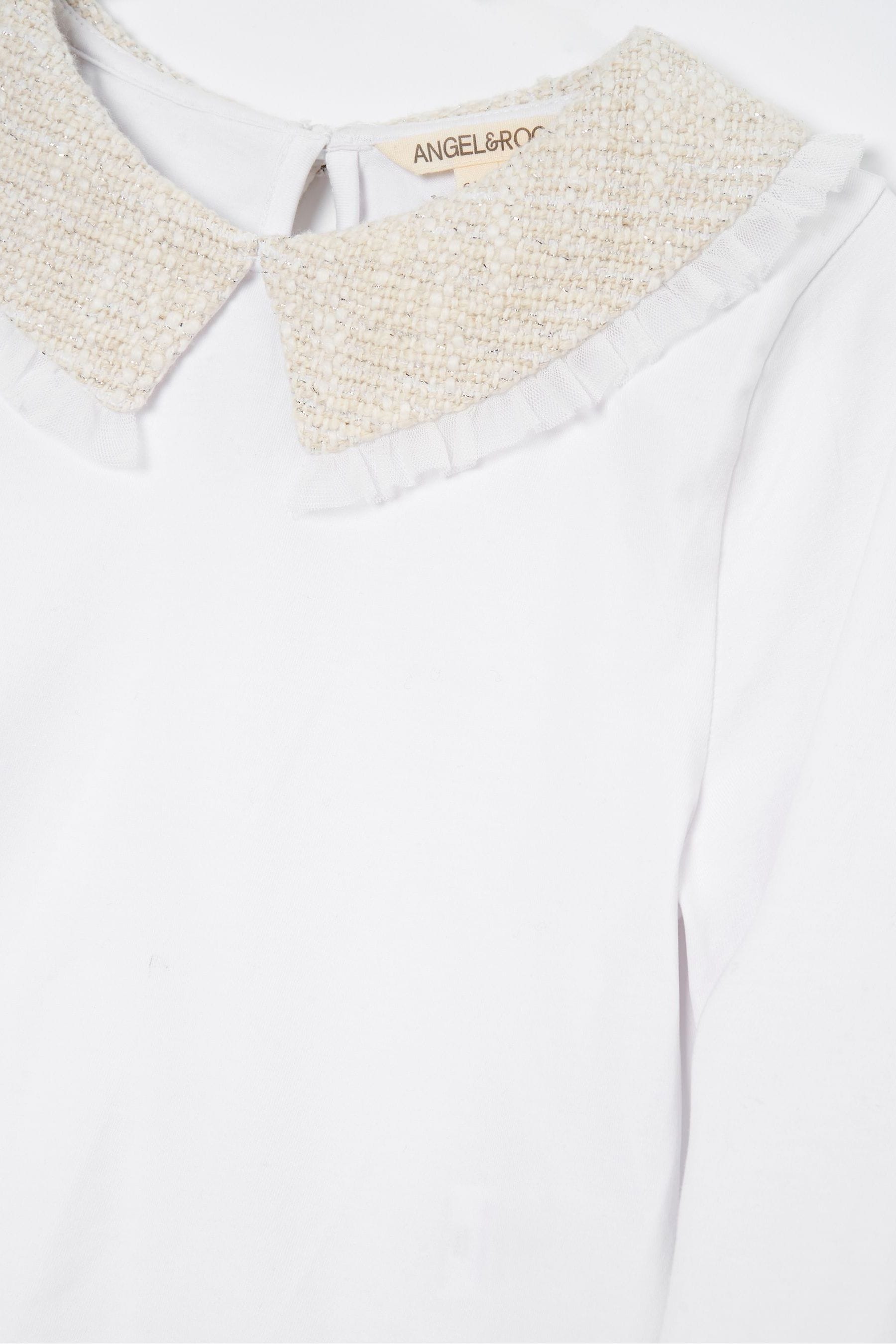 Angel & Rocket Natural Opal Jersey Top With Tweed Collar