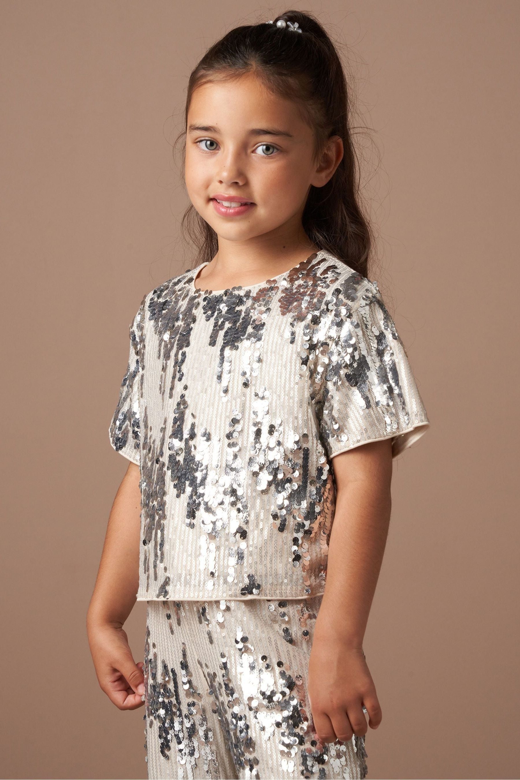 Angel & Rocket Silver Sadie Sequin Top