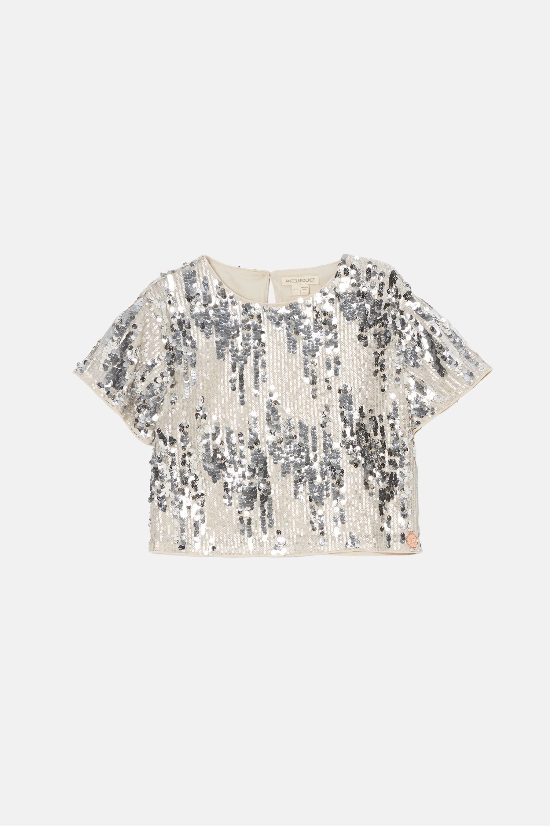 Angel & Rocket Silver Sadie Sequin Top