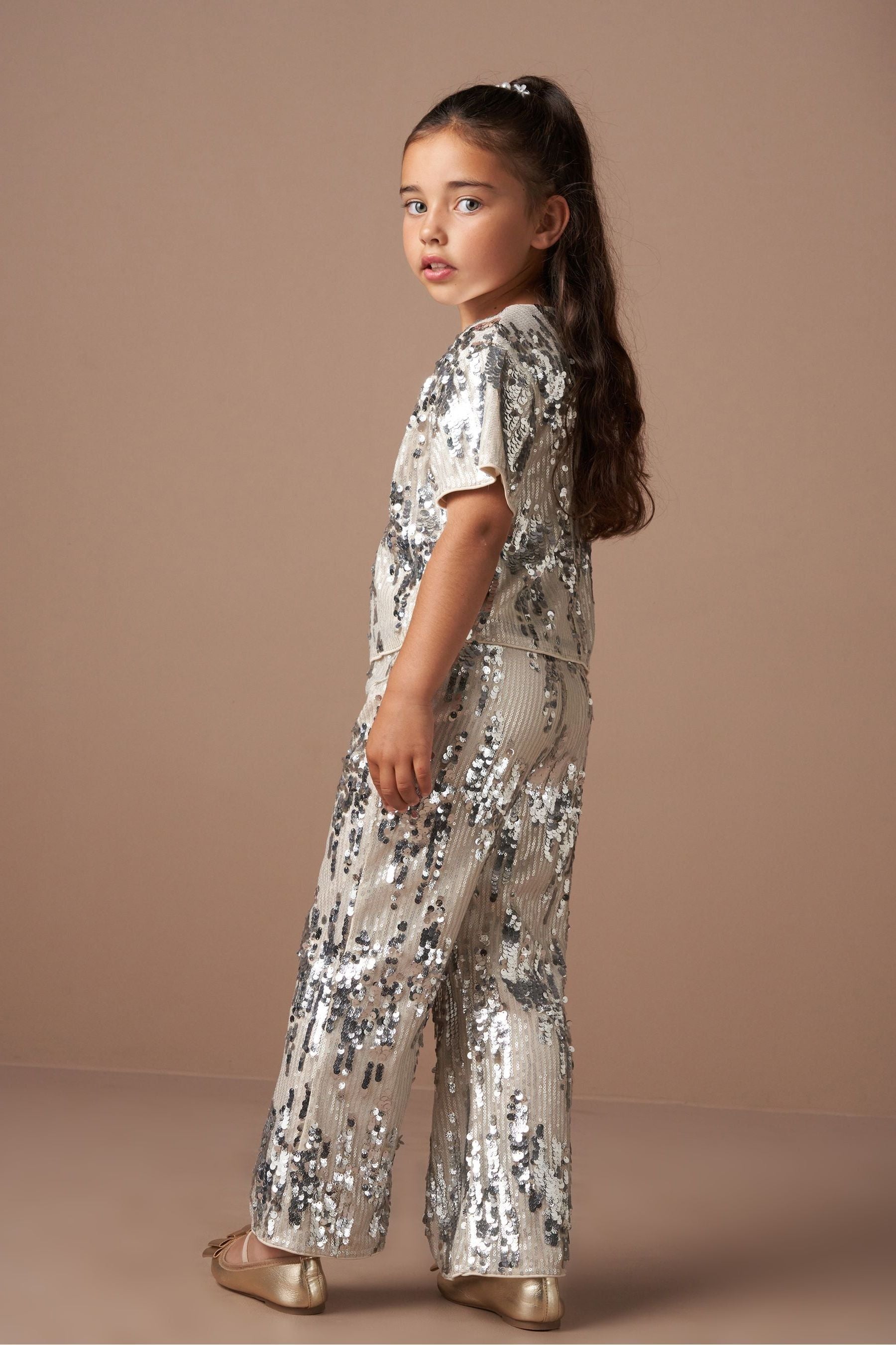 Angel & Rocket Silver Sadie Sequin Trousers