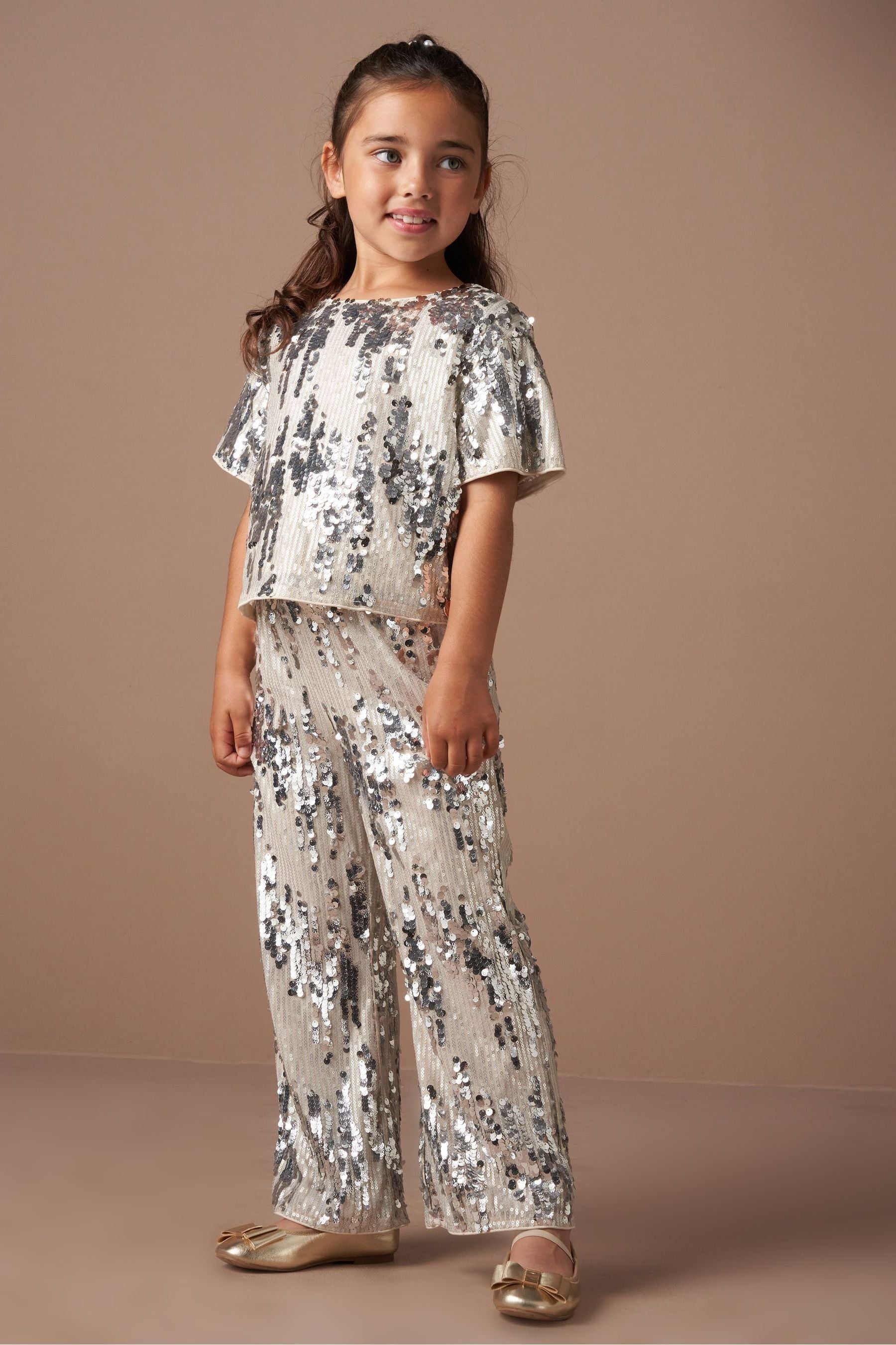 Angel & Rocket Silver Sadie Sequin Trousers