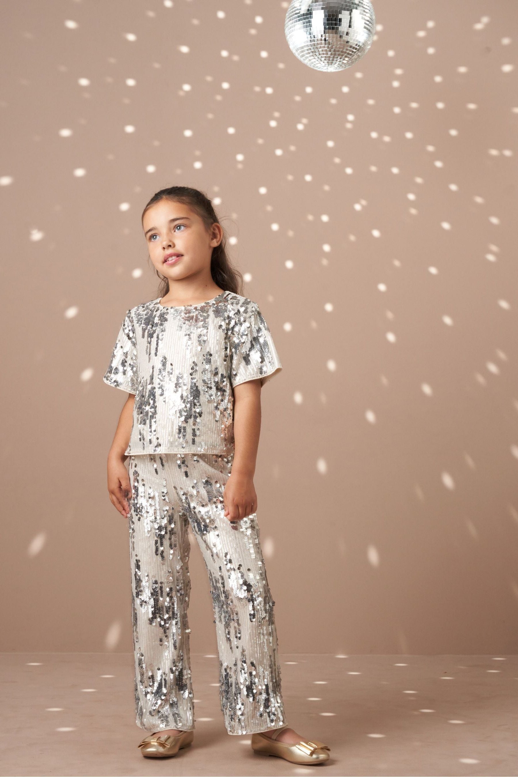 Angel & Rocket Silver Sadie Sequin Trousers