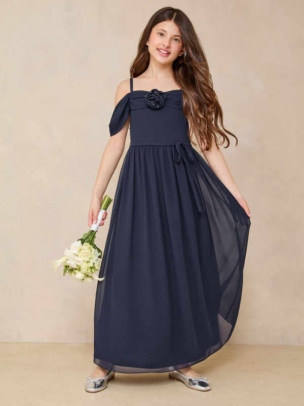 Lipsy Navy Blue Corsage Cold Shoulder Occasion Dress (10-16yrs)