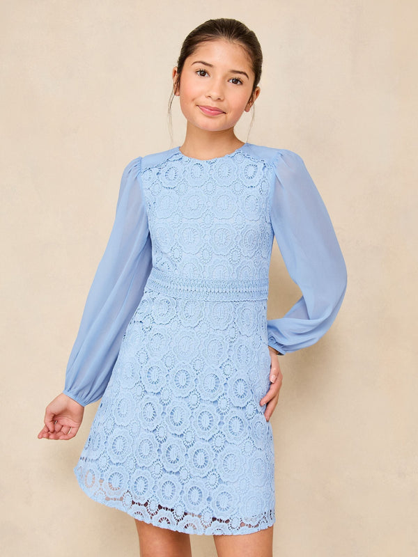 Blue Lace Occasion Dress (5-16yrs)