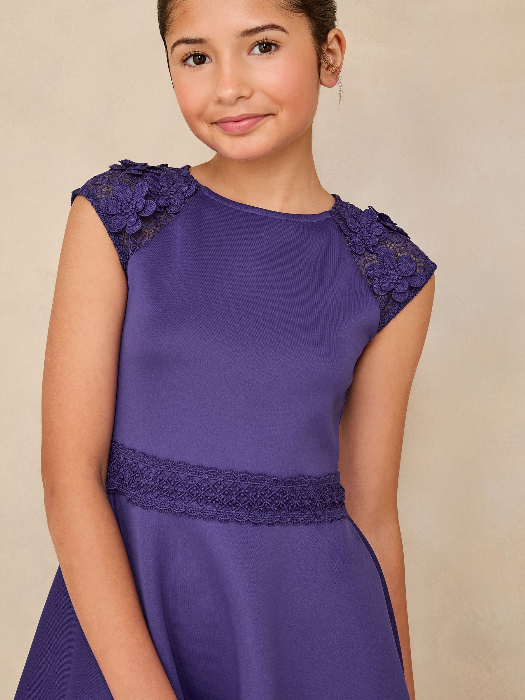 Cobalt Blue Scuba 3D Lace Occasion Dress (5-16yrs)