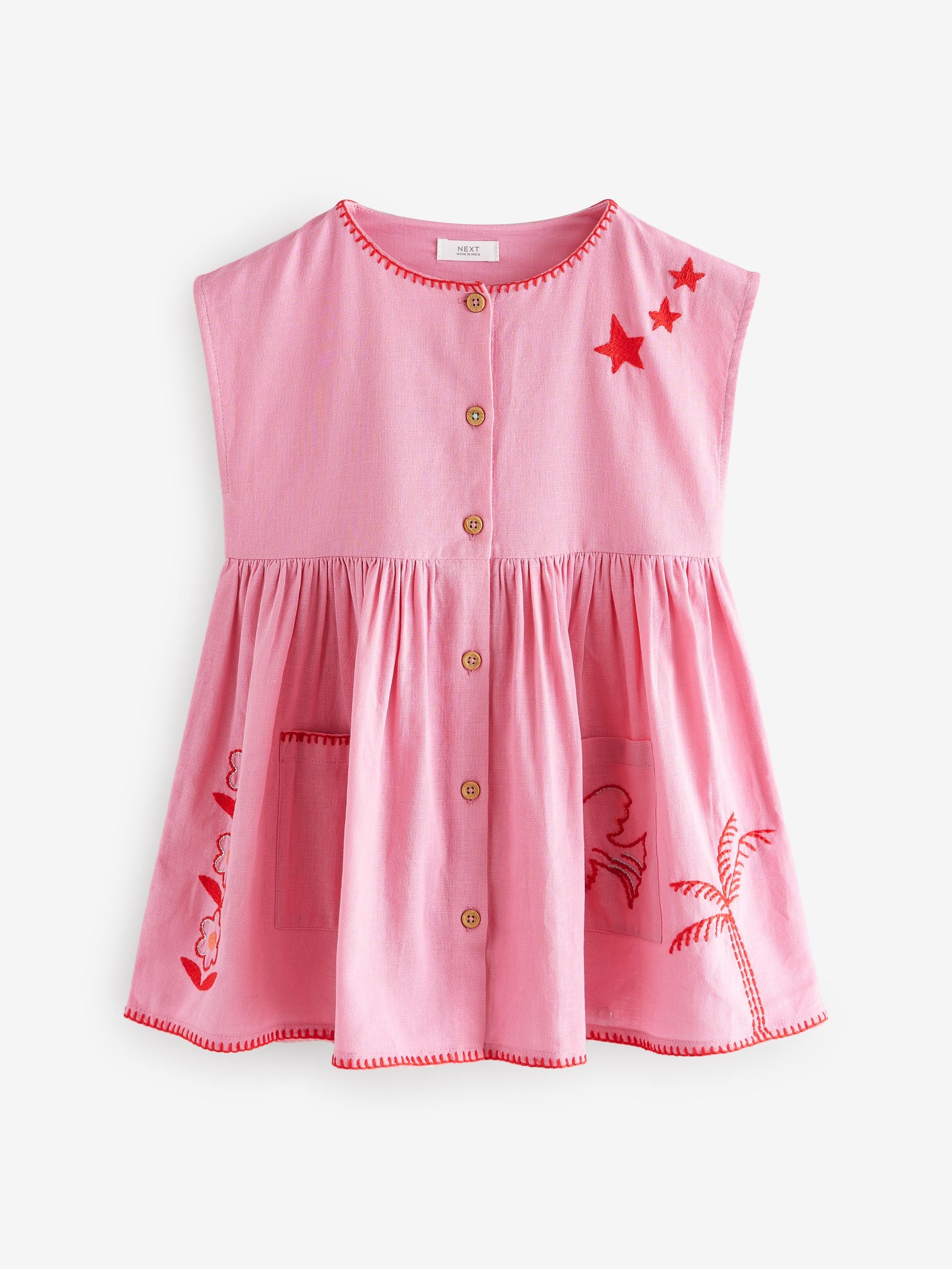 Pink 100% Cotton Button Through Dress (3mths-10yrs)