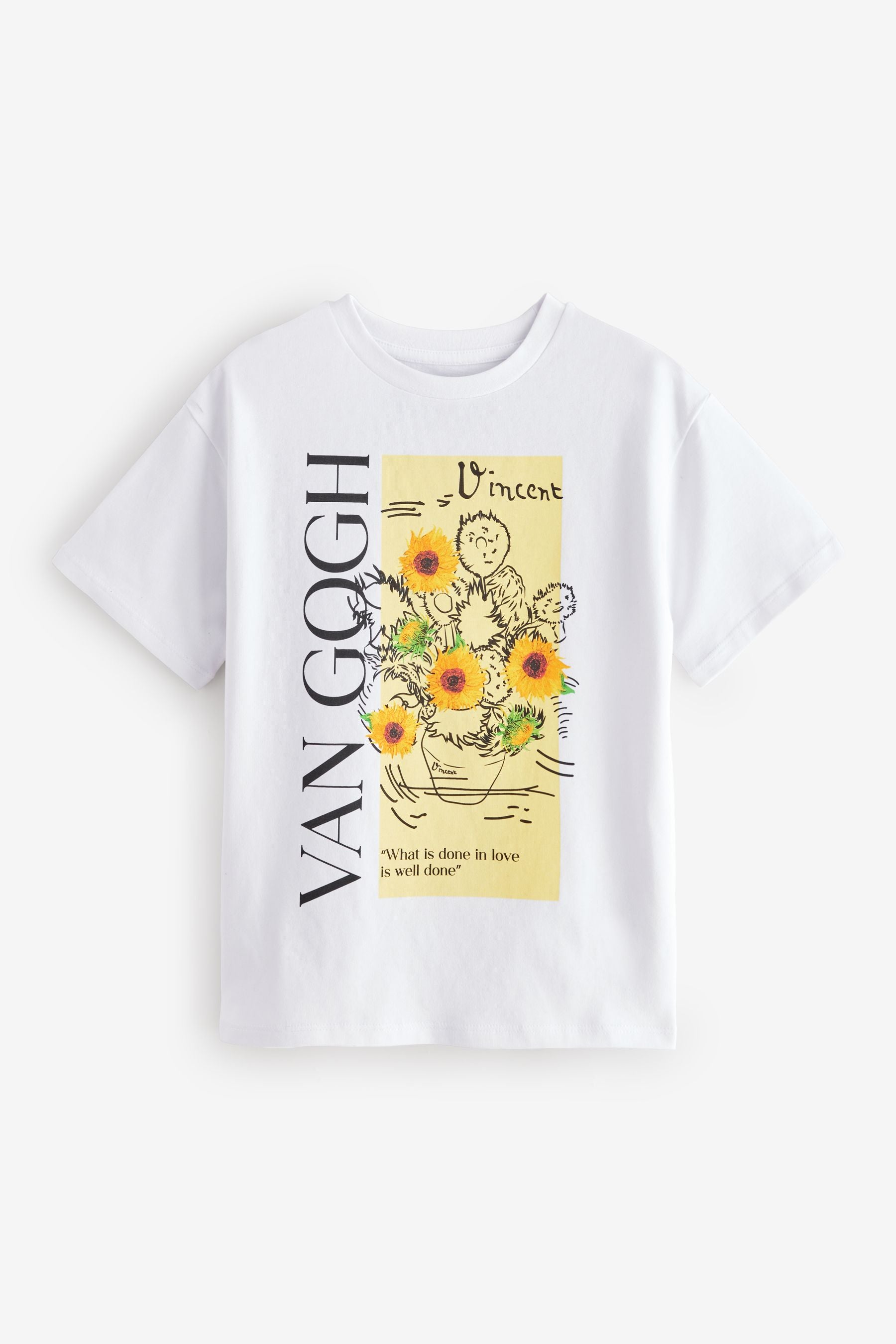 Ecru White Oversized Van Gogh Artist License 100% Cotton T-Shirt (3-16yrs)