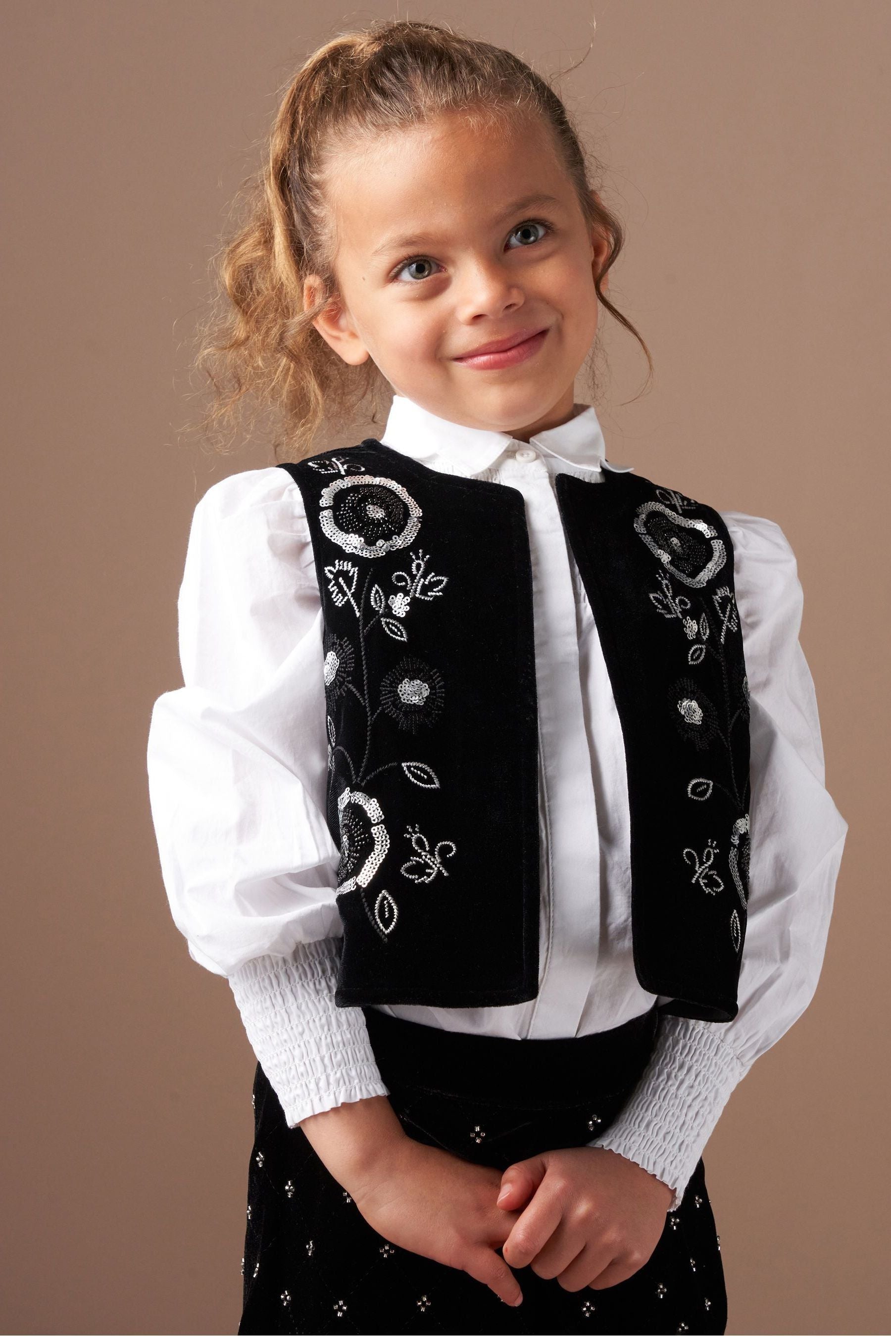 Angel & Rocket Black Paris Embroidered Velvet Waistcoat