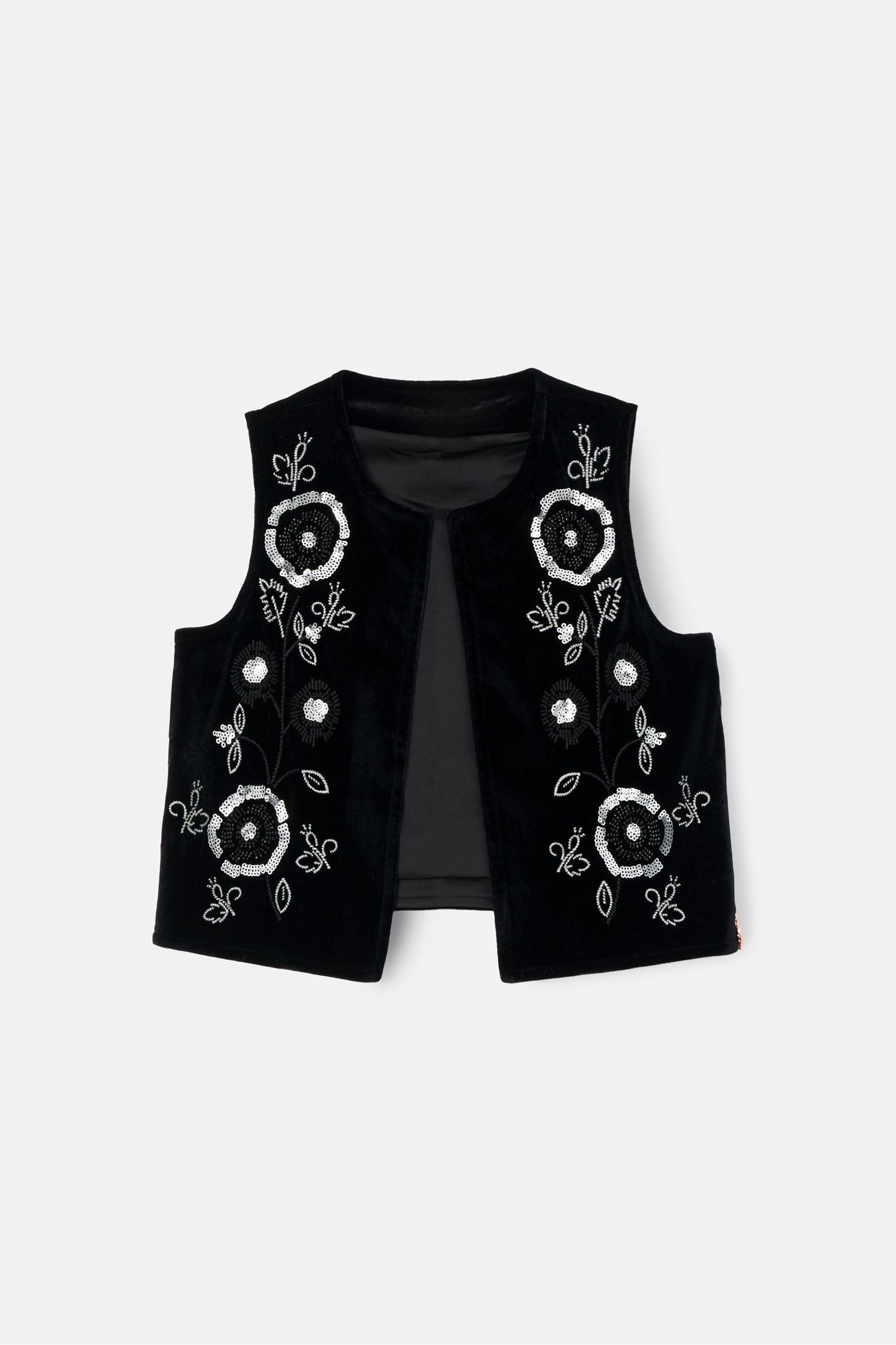 Angel & Rocket Black Paris Embroidered Velvet Waistcoat