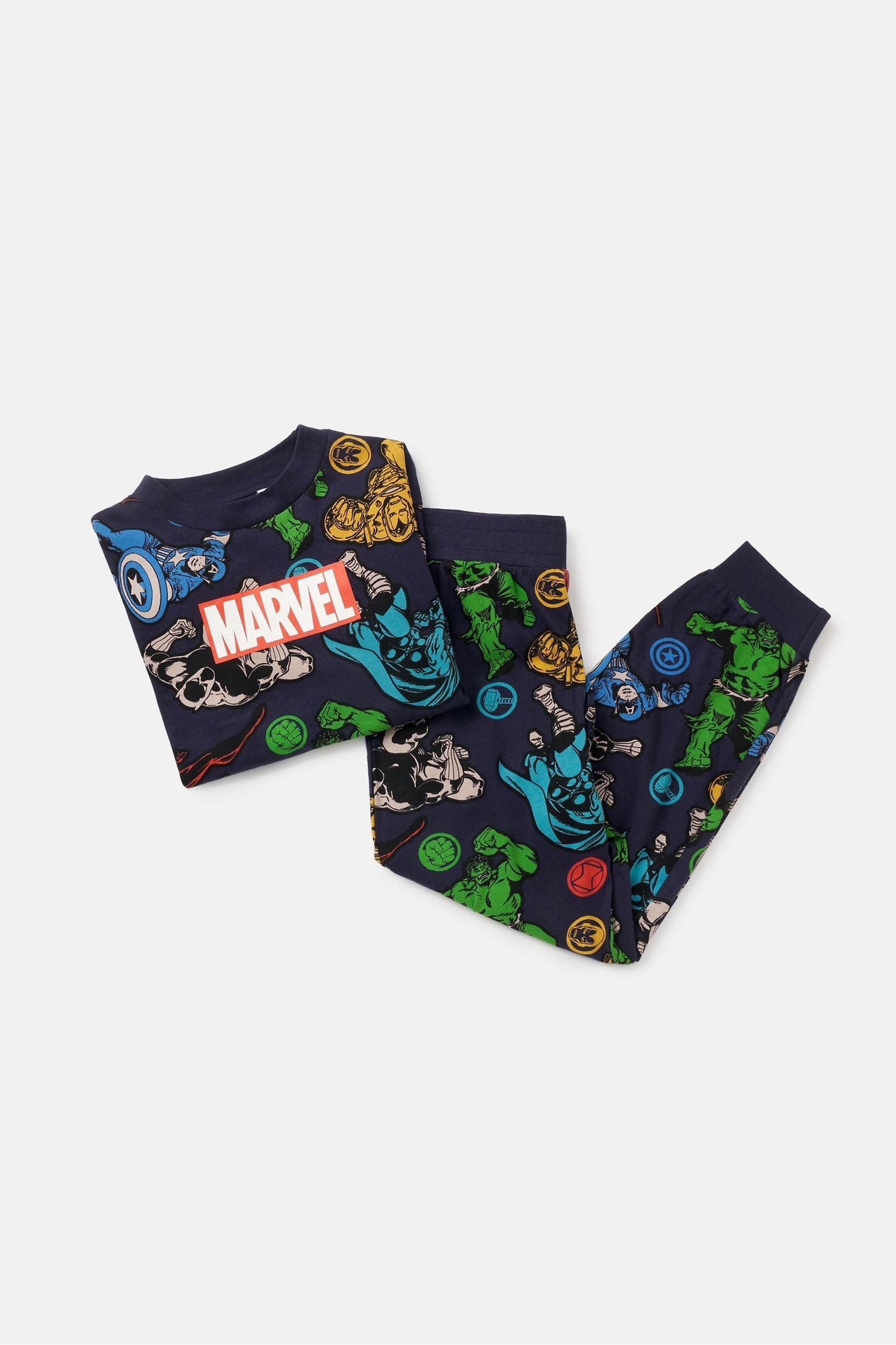 Angel & Rocket Blue Marvel 100% Cotton Jersey Pyjamas