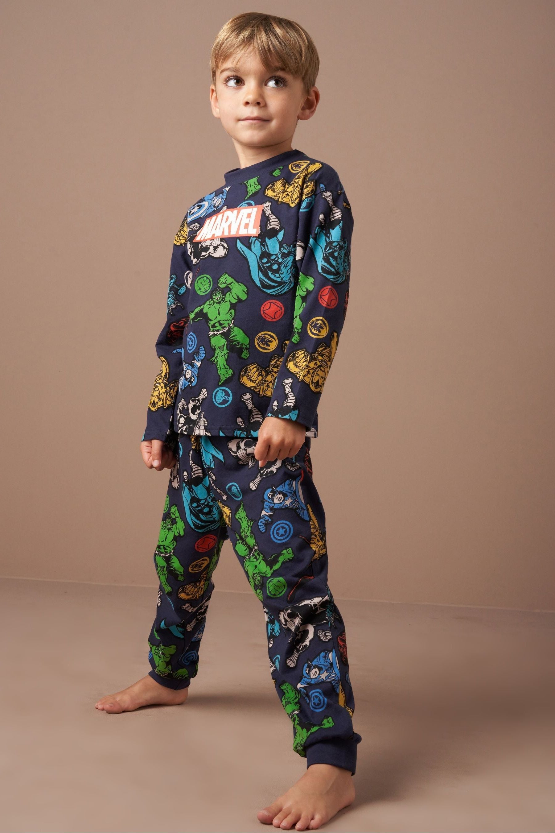 Angel & Rocket Blue Marvel 100% Cotton Jersey Pyjamas