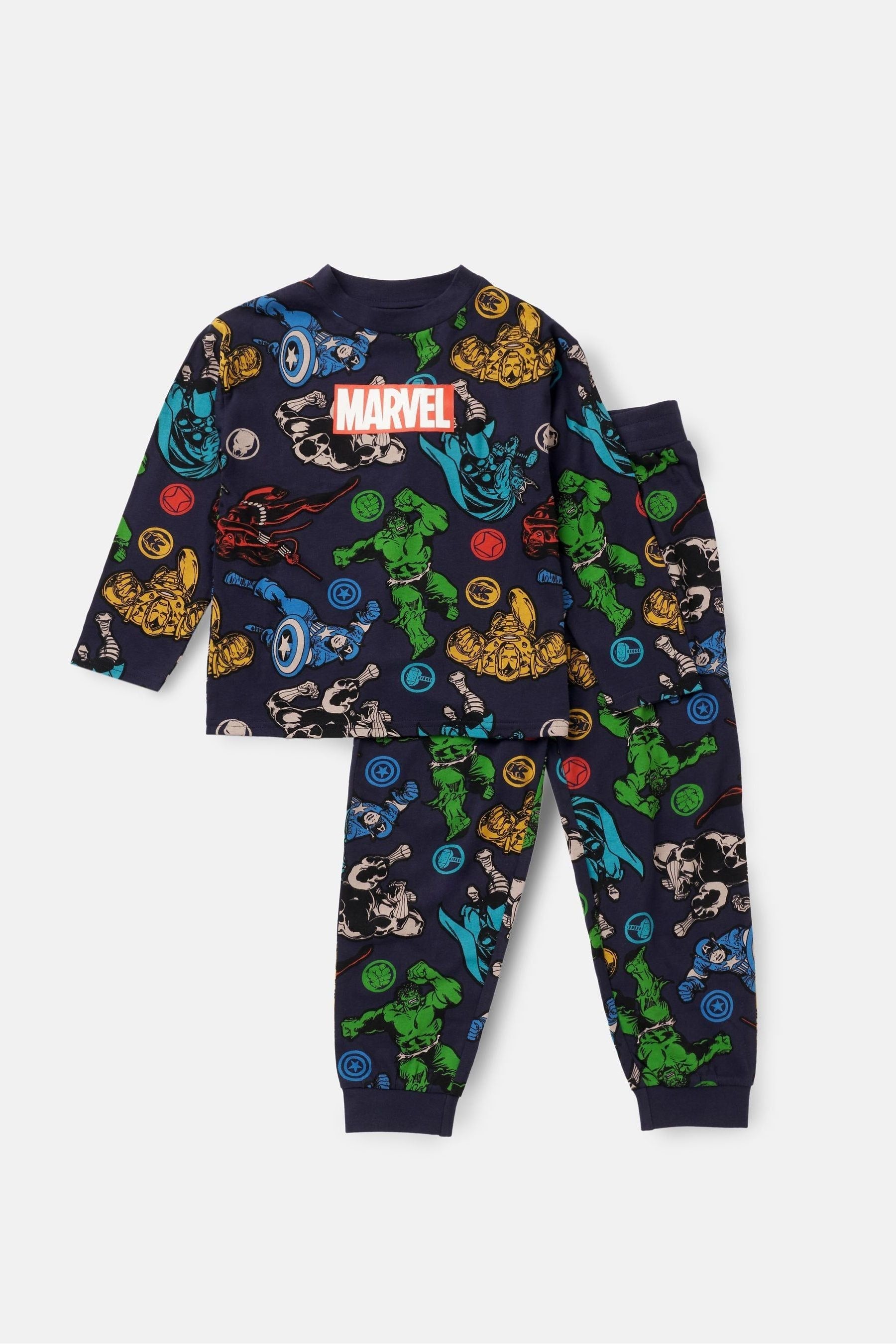 Angel & Rocket Blue Marvel 100% Cotton Jersey Pyjamas