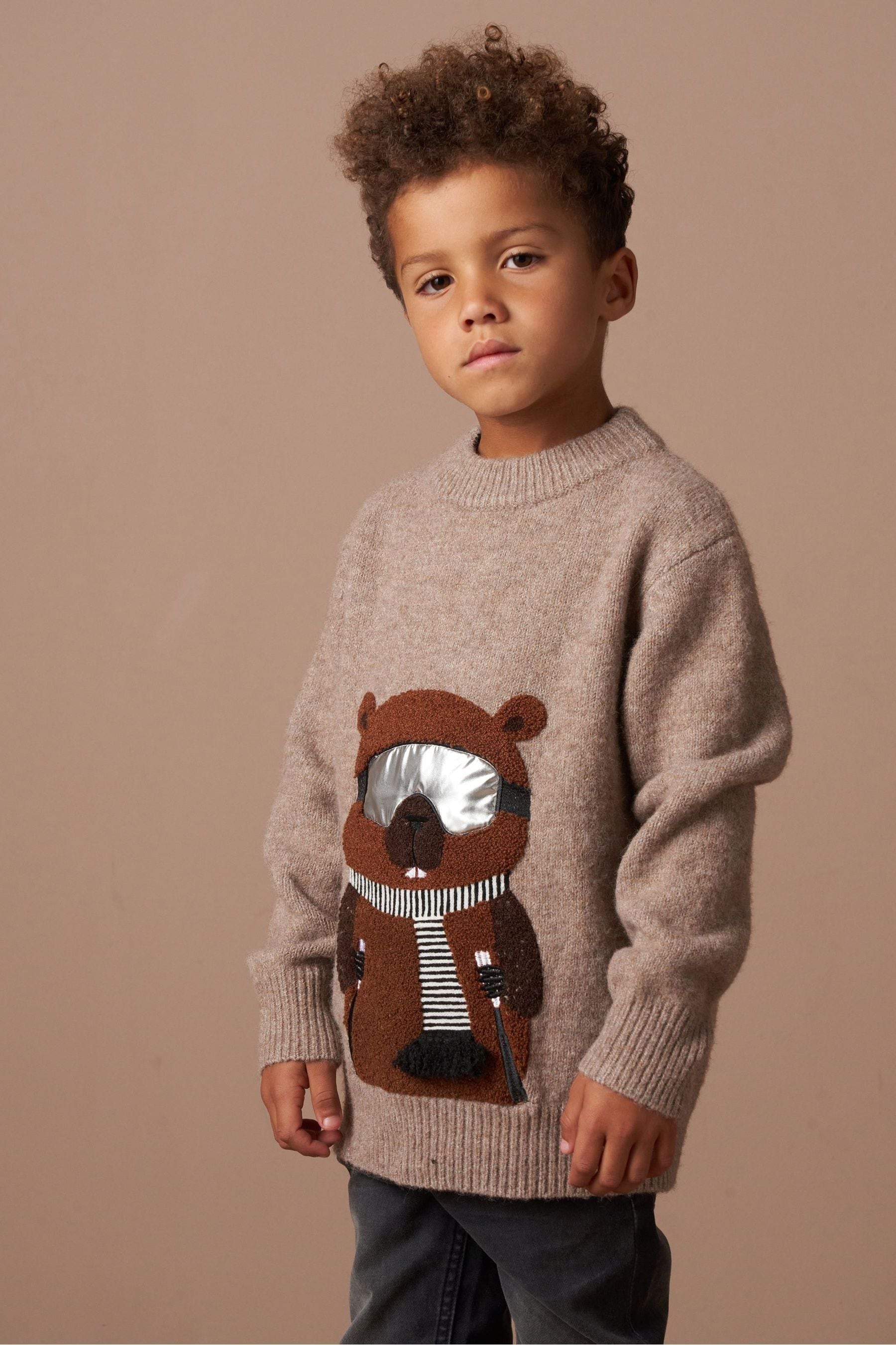 Angel & Rocket Brown Jules Borg Ski Beaver Knit Jumper