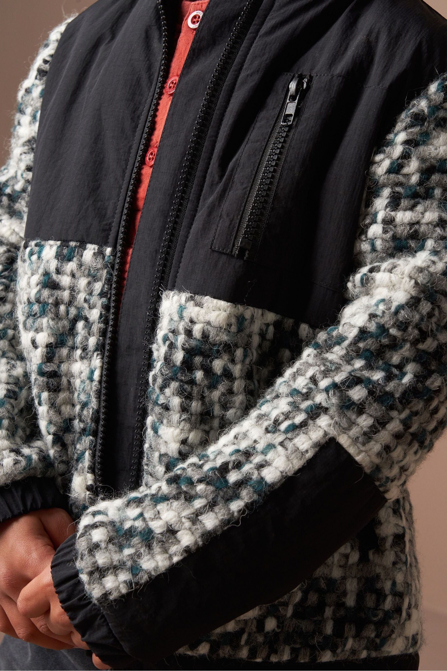 Angel & Rocket Grey Michael Multi Boucle Zip Trough Jacket