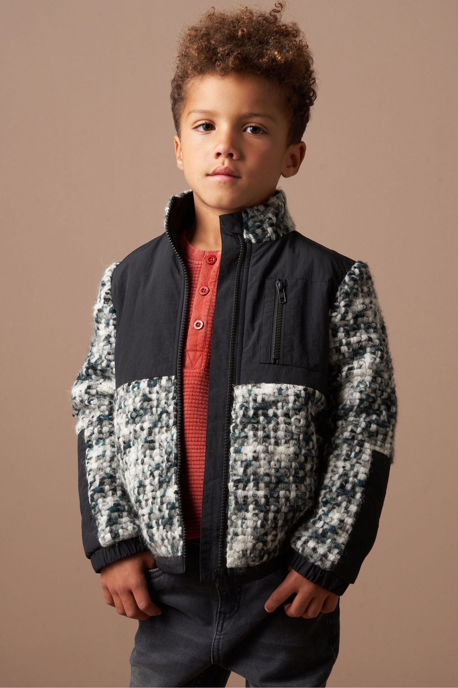 Angel & Rocket Grey Michael Multi Boucle Zip Trough Jacket