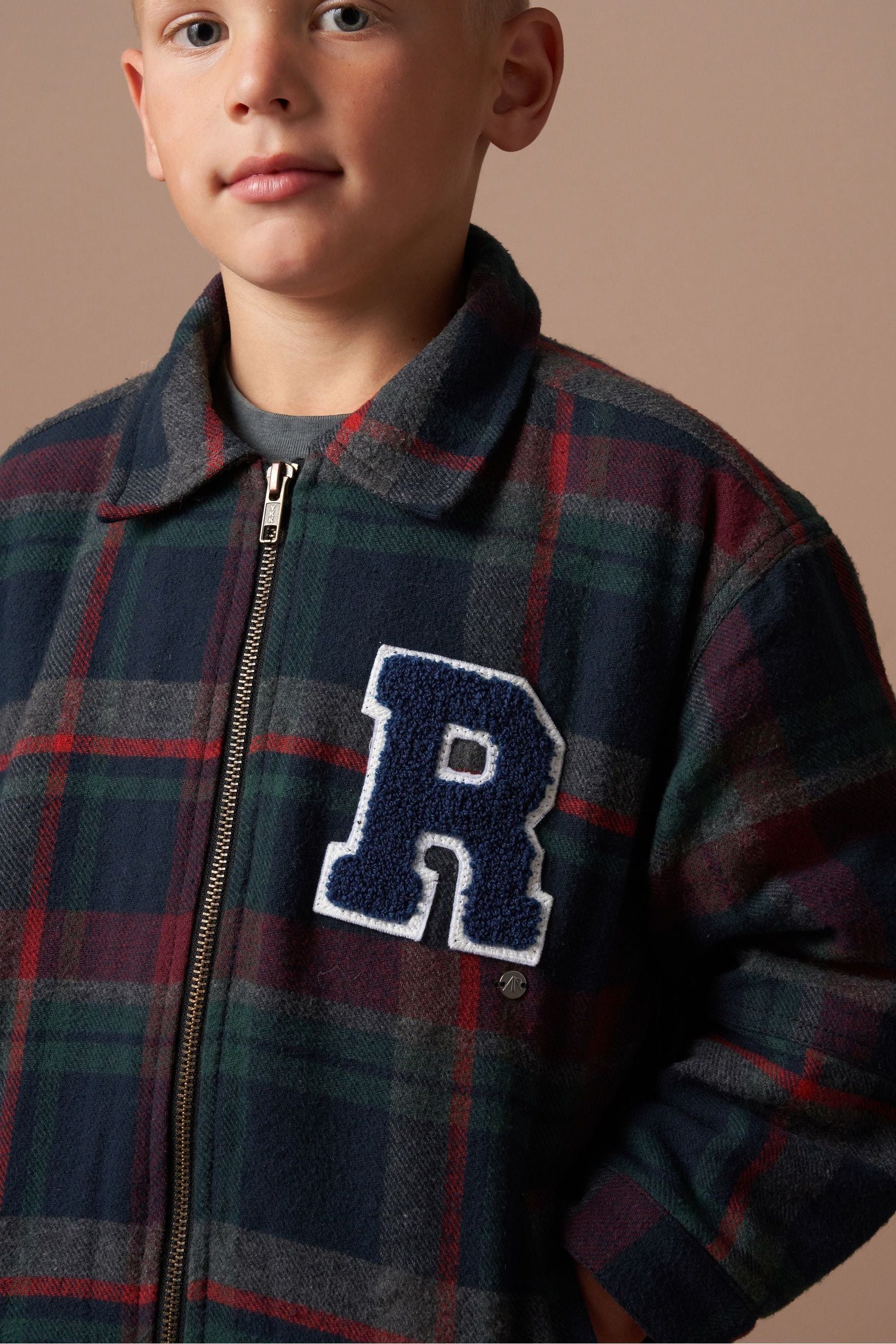 Angel & Rocket Blue Chad Check Collegiate 100% Cotton Jacket