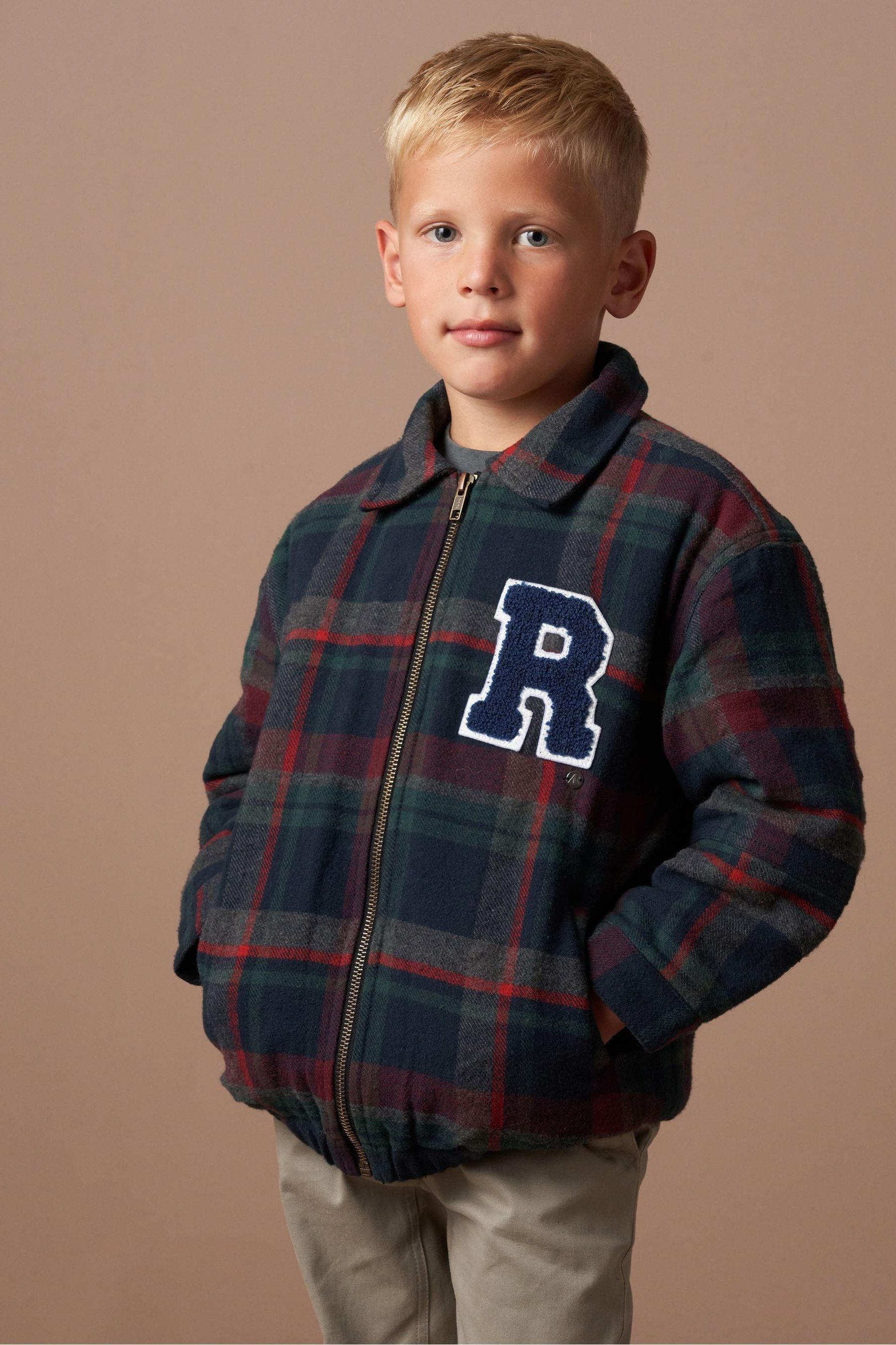 Angel & Rocket Blue Chad Check Collegiate Jacket