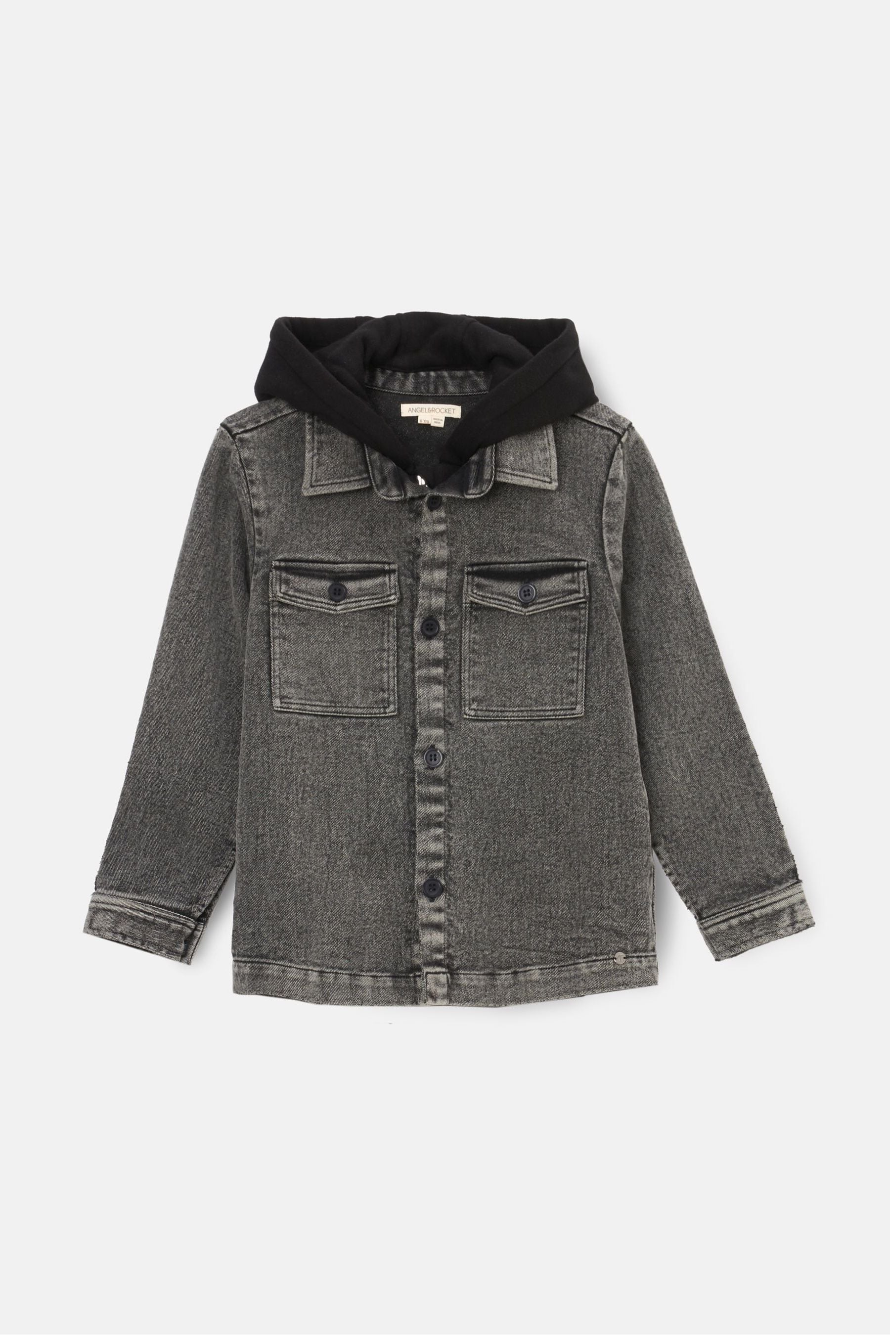 Angel & Rocket Grey Harrison Washed Denim Jacket With Hood