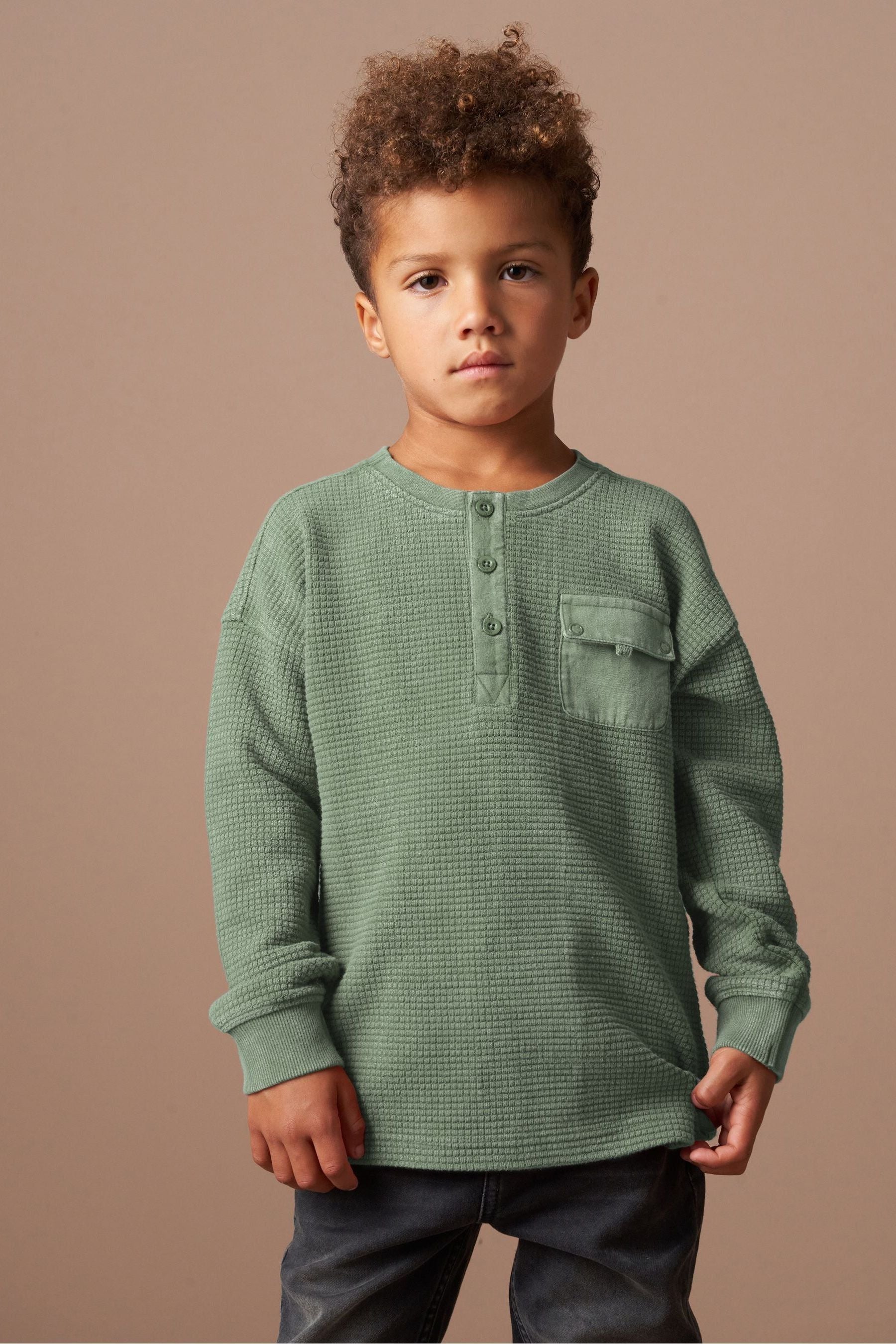 Angel & Rocket Green Evan Pocket Long Sleeve T-Shirt