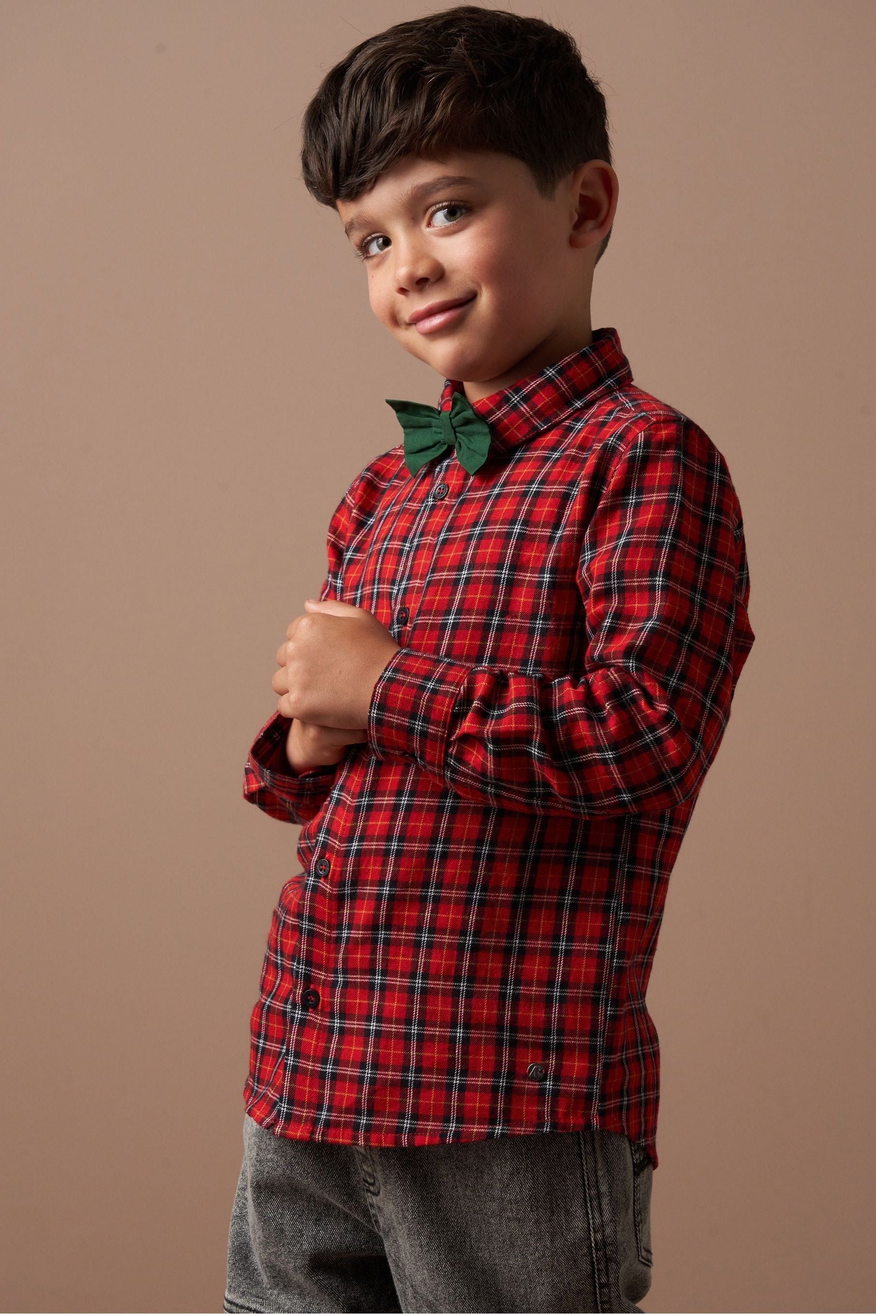 Angel & Rocket Red Joseph Check Shirt With Bow Tie