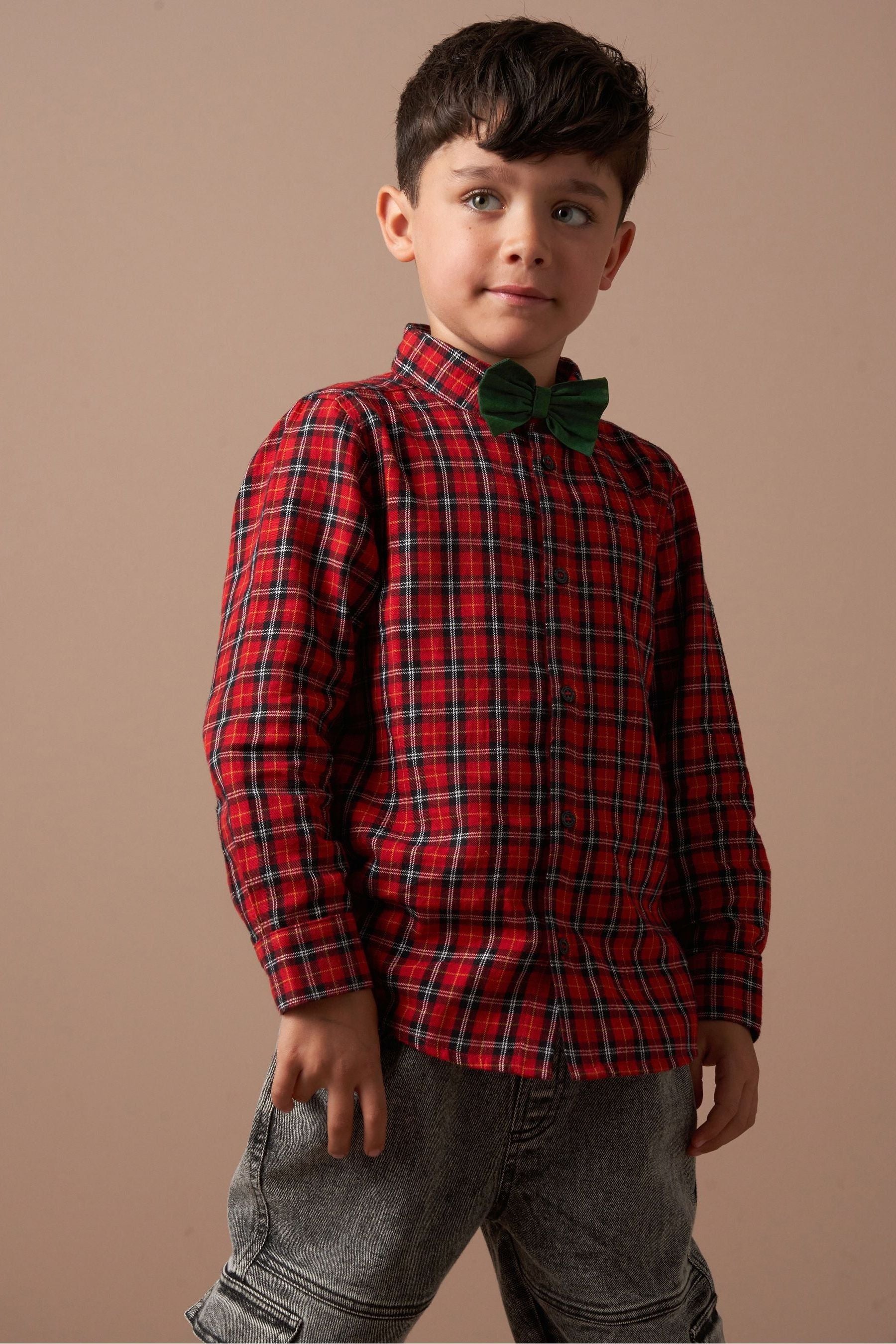 Angel & Rocket Red Joseph Check Shirt With Bow Tie