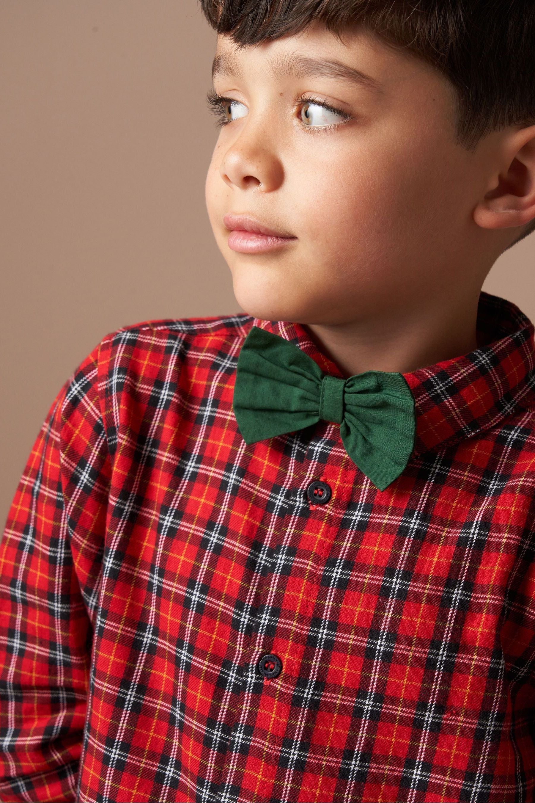 Angel & Rocket Red Joseph Check Shirt With Bow Tie