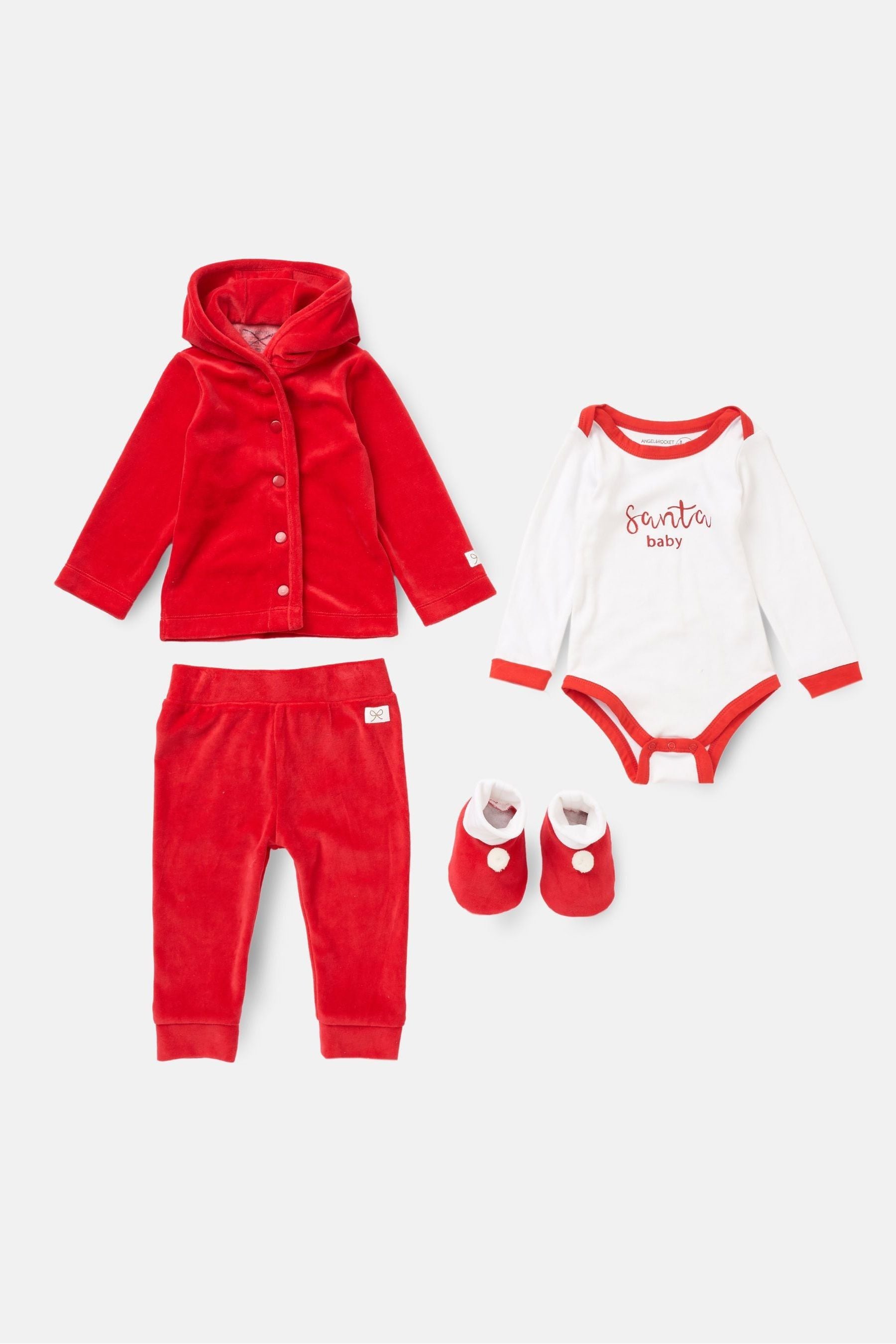 Angel & Rocket Red Baby Rune Santa Velour Set