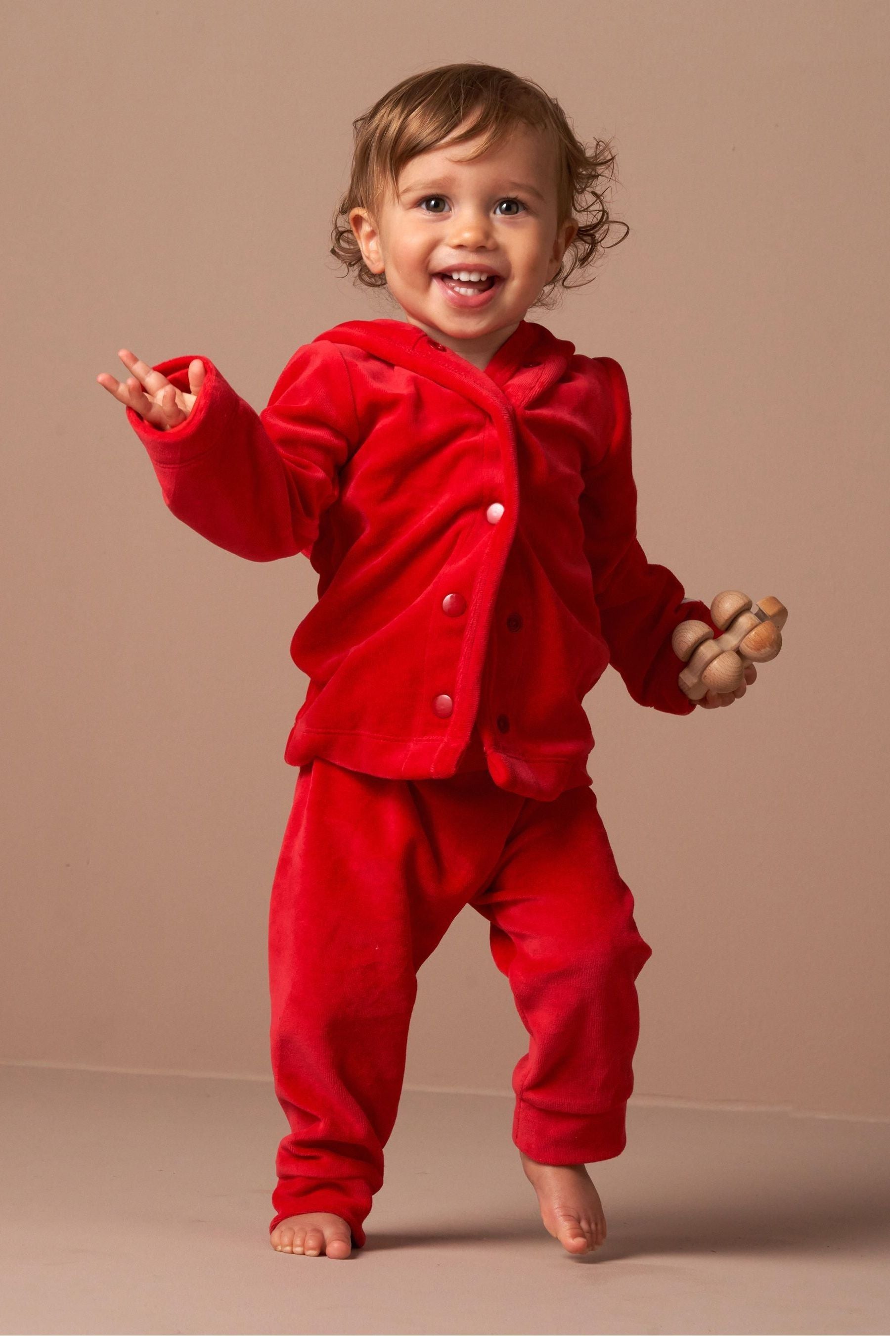 Angel & Rocket Red Baby Rune Santa Velour Set