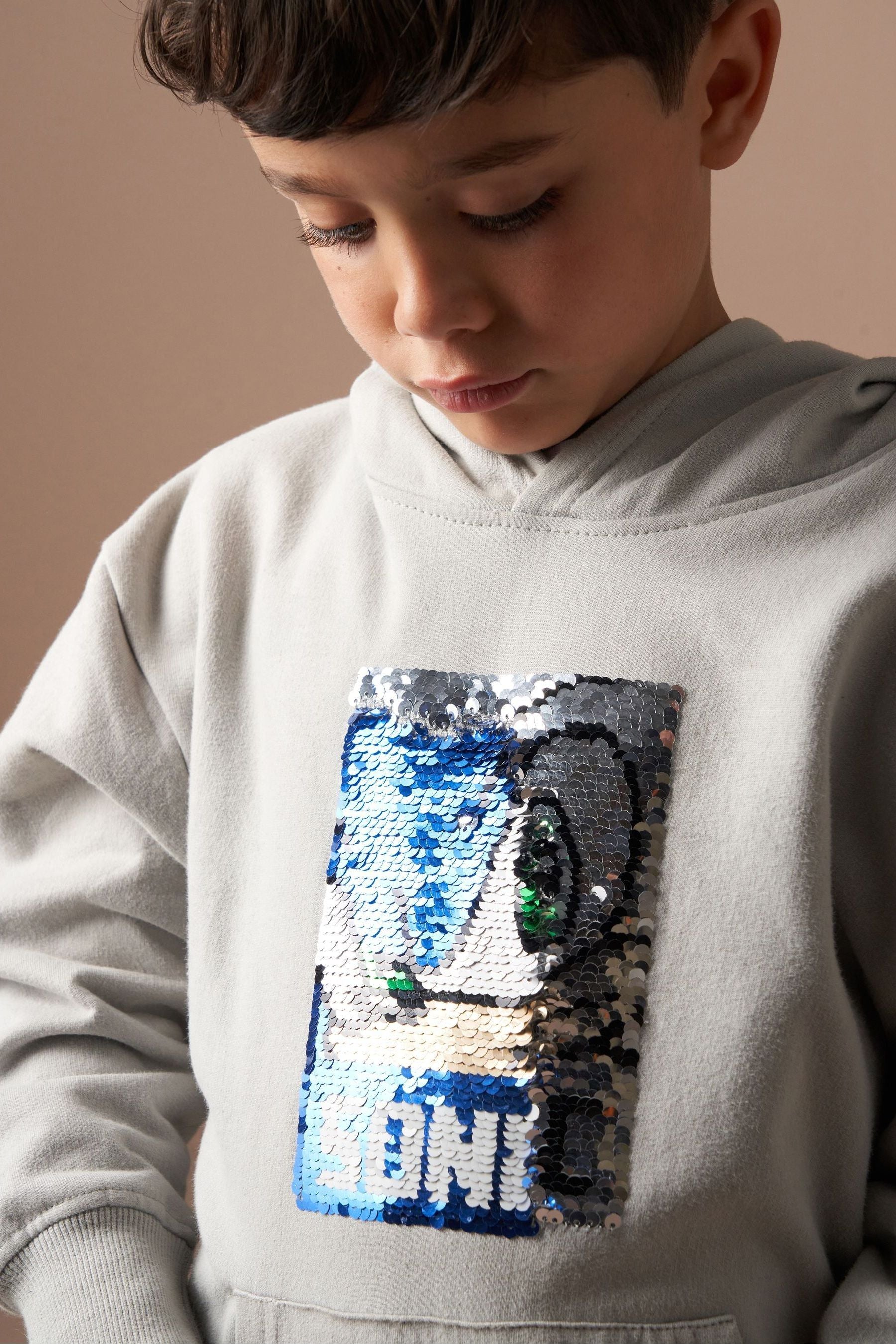 Angel & Rocket Grey Sonic Sequin 100% Cotton Hoodie