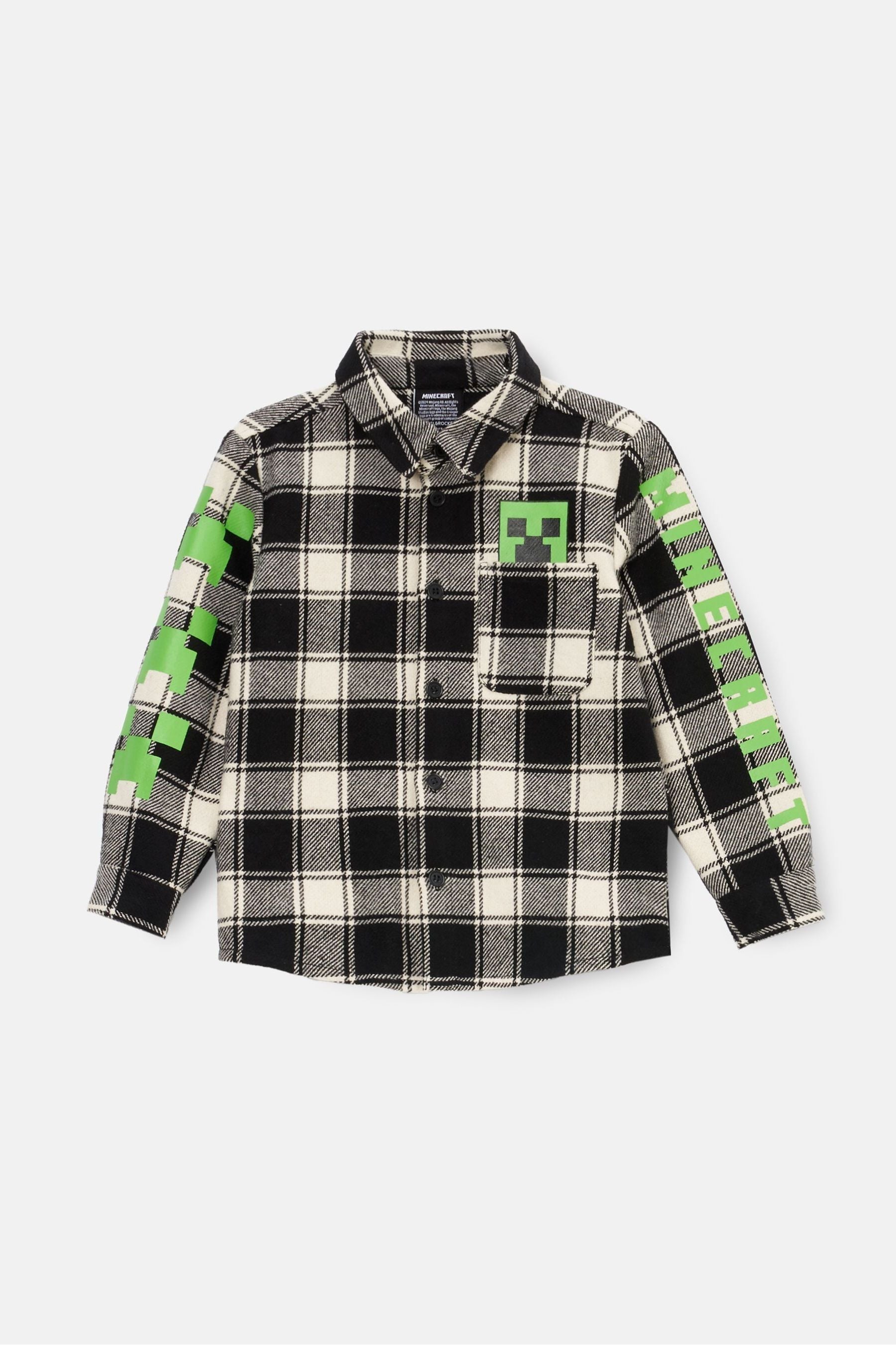 Angel & Rocket Black Minecraft Brushed Check Shirt