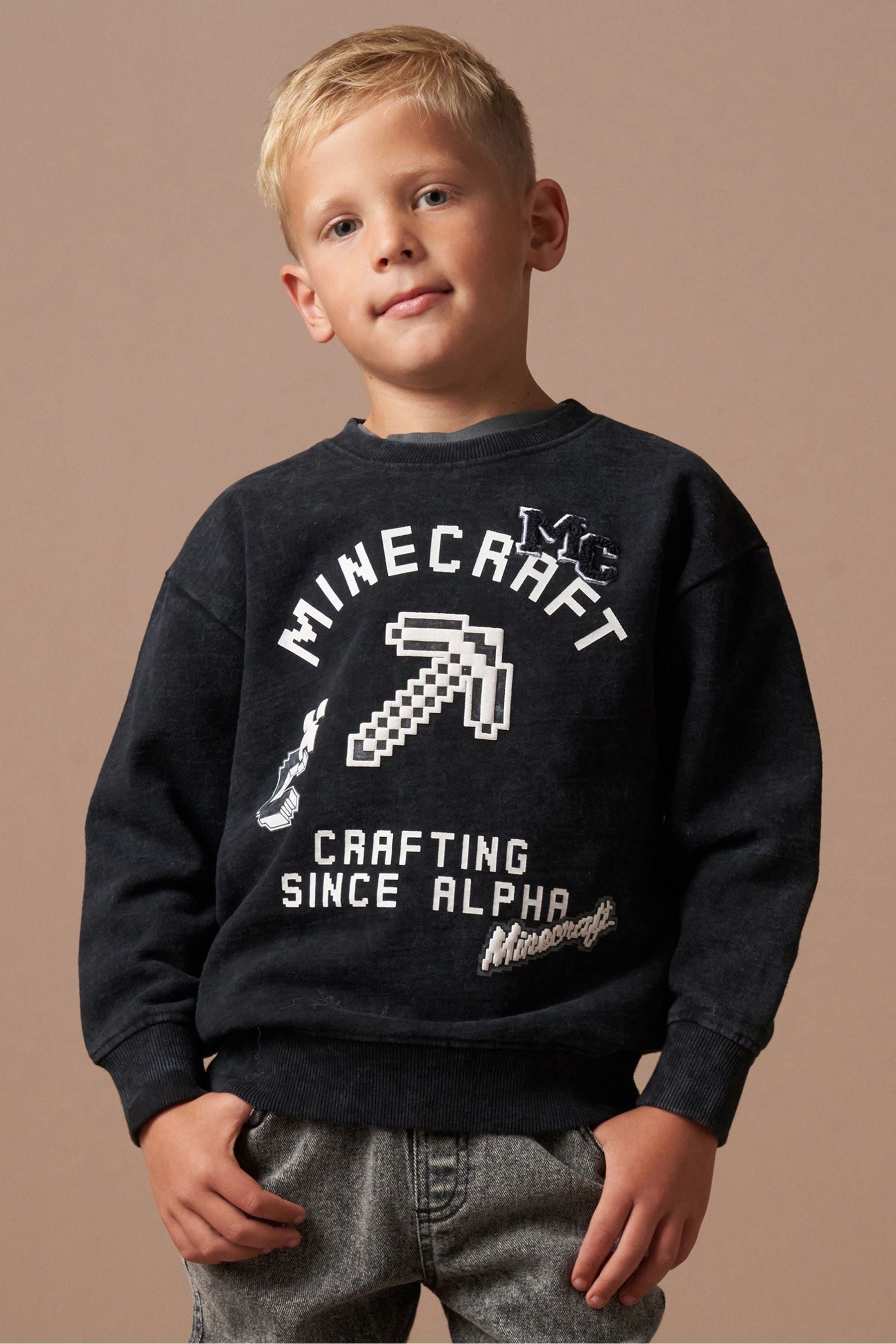 Angel & Rocket Grey Minecraft Graphic Washed Sweatshirt