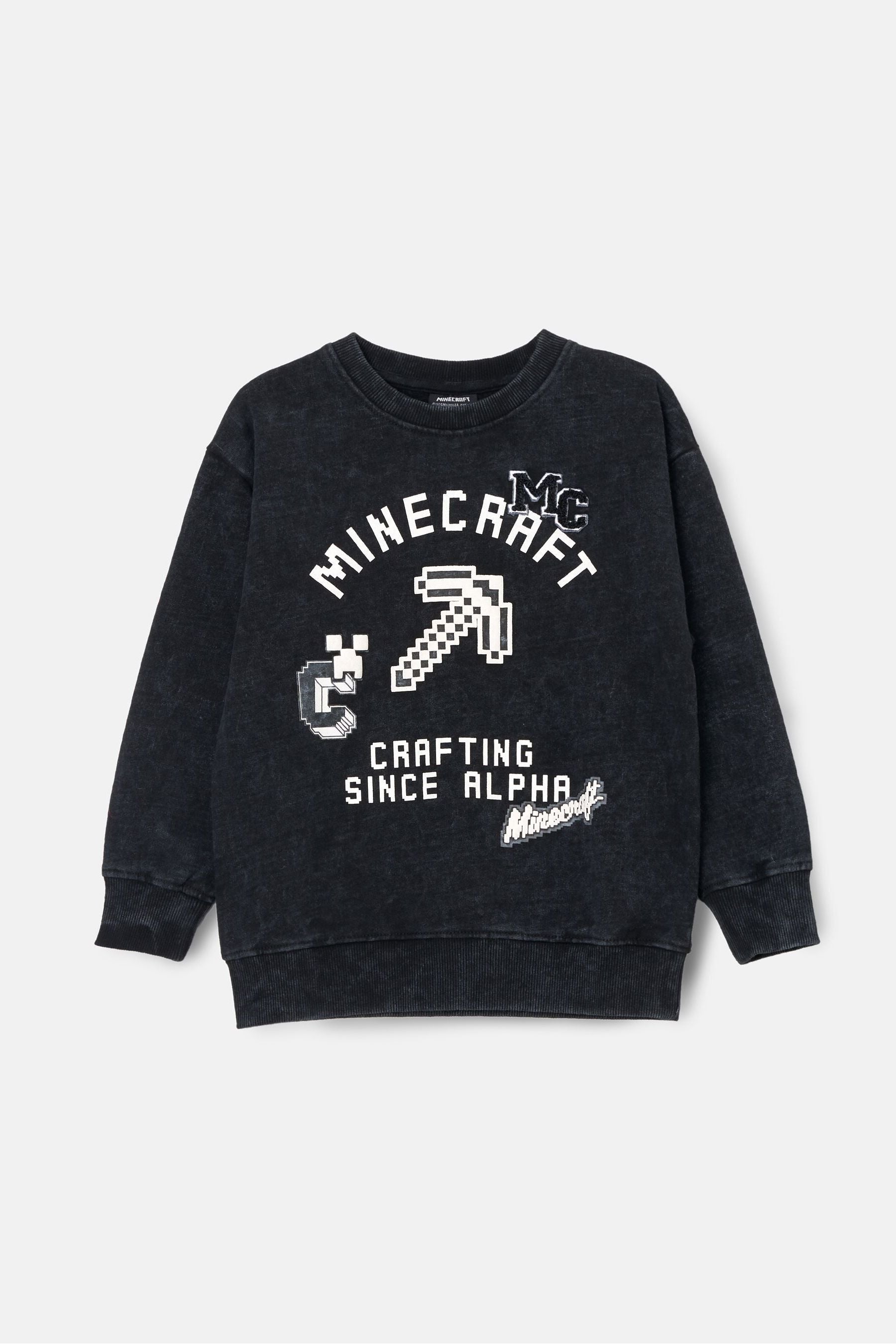 Angel & Rocket Grey Minecraft Graphic Washed Sweatshirt