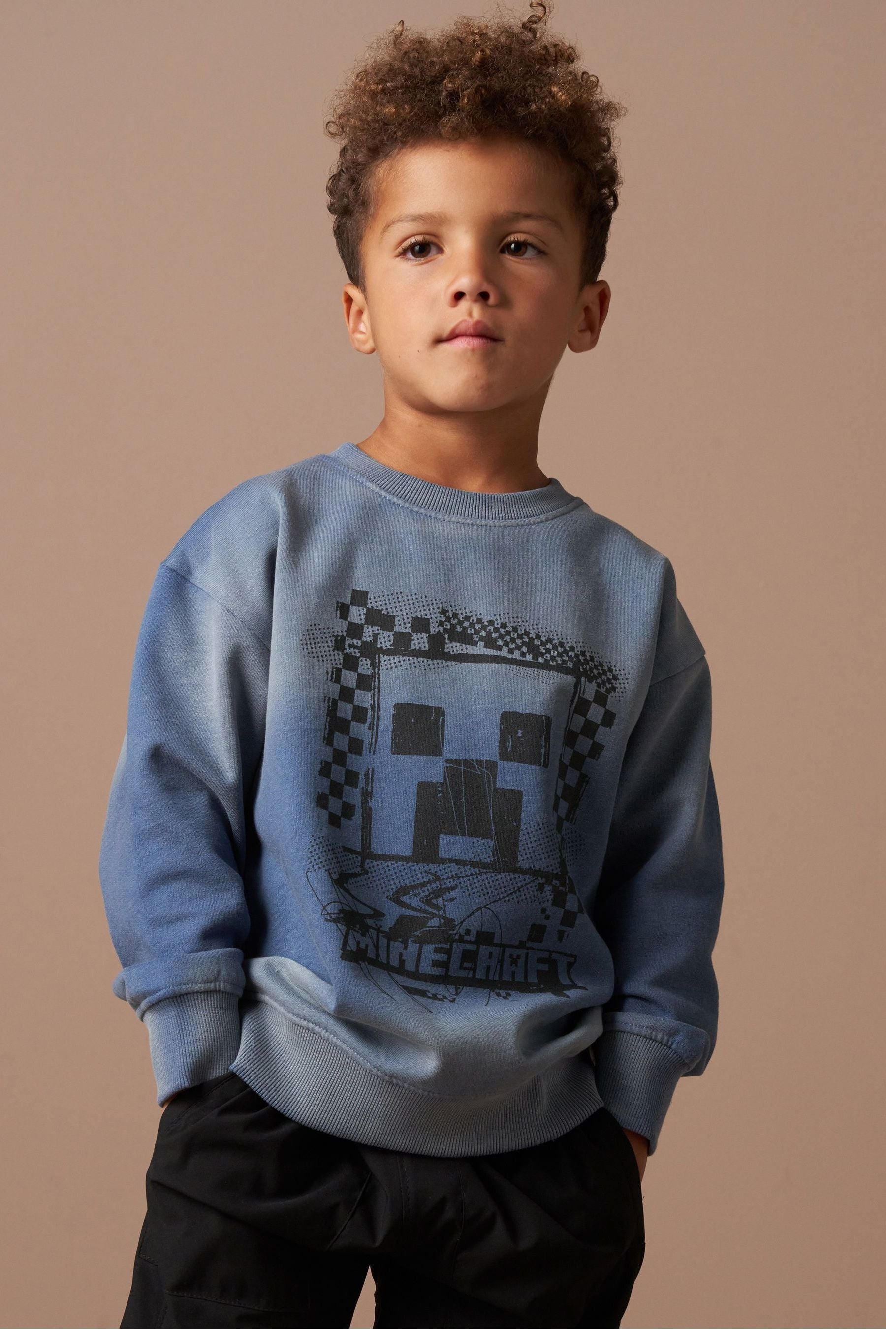 Angel & Rocket Blue Minecraft Washed Graphic Sweatshirt