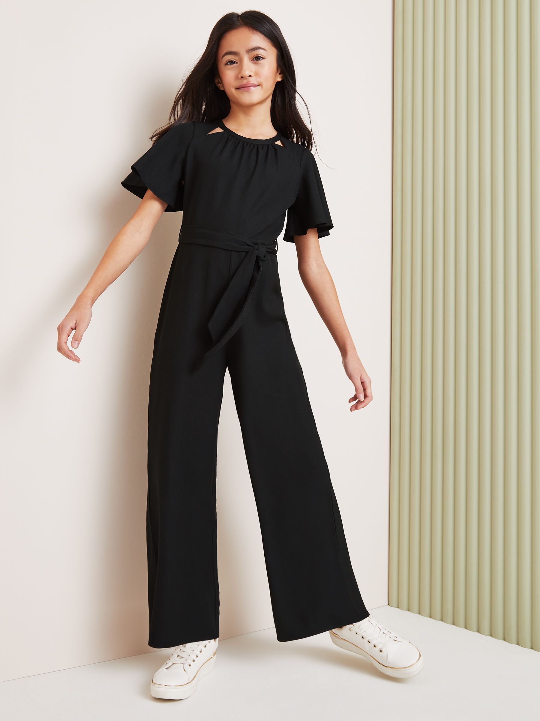 Black Cut-Out Flutter Sleeve Jumpsuit (5-16yrs)