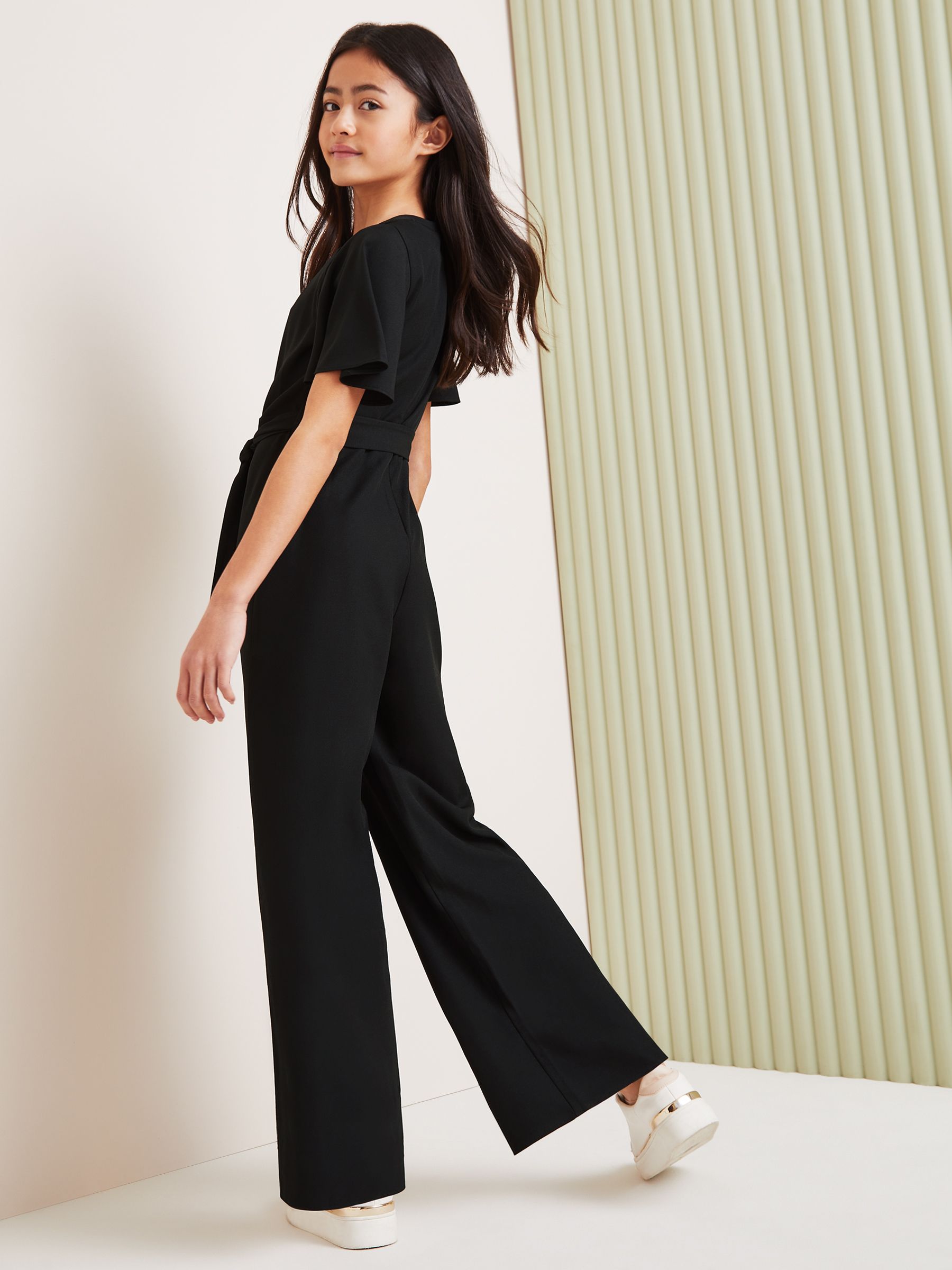 Lipsy Black Cut-Out Flutter Sleeve Jumpsuit (5-16yrs)