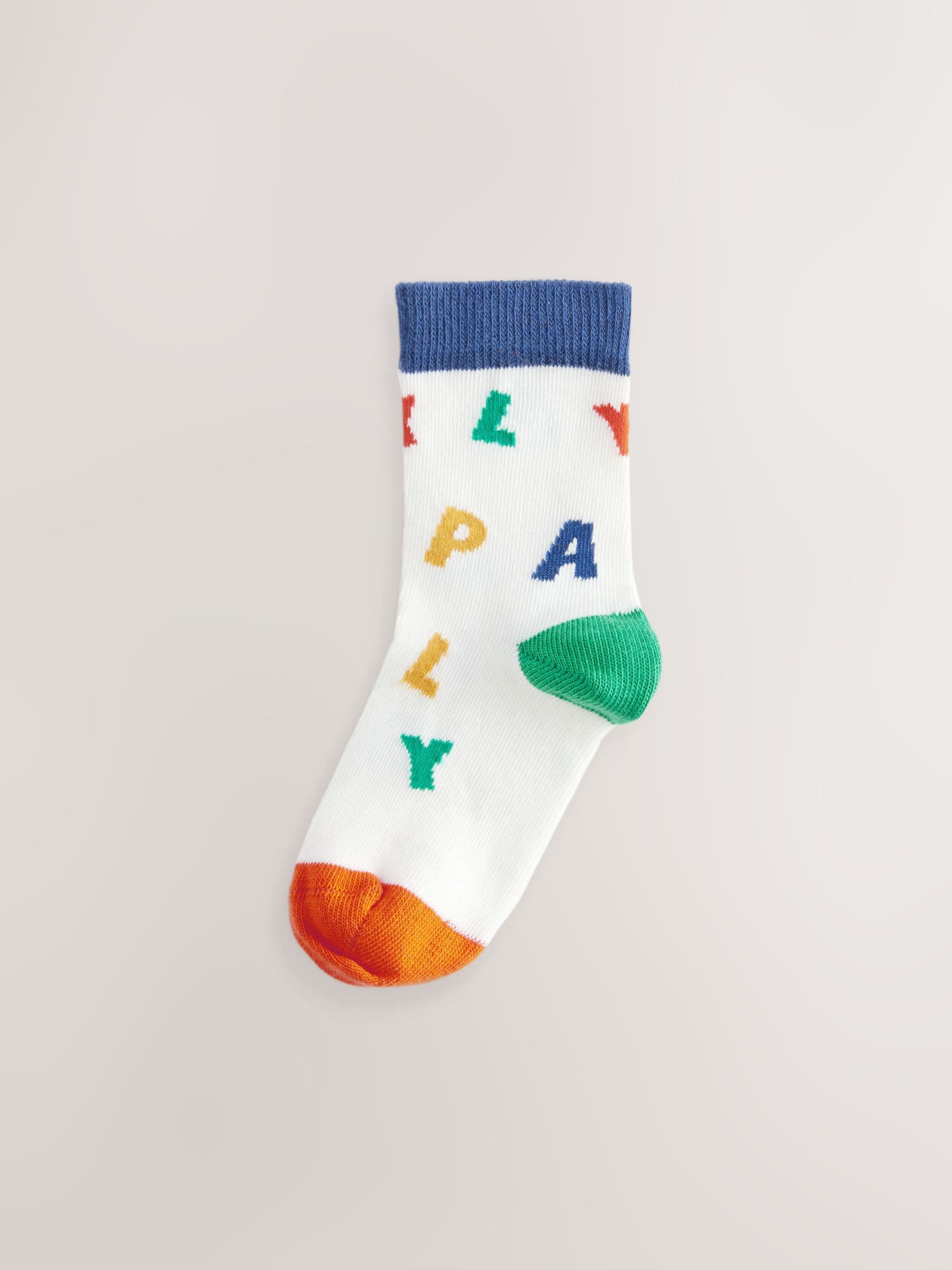 Blue/Ecru/Red Nursery Alphabet Print Cotton Rich Socks 5 Pack