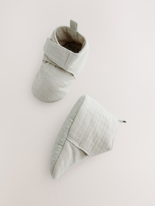 Neutral Muslin Muslin Touch Fastening Baby Bootie Shoes (0-2mths)