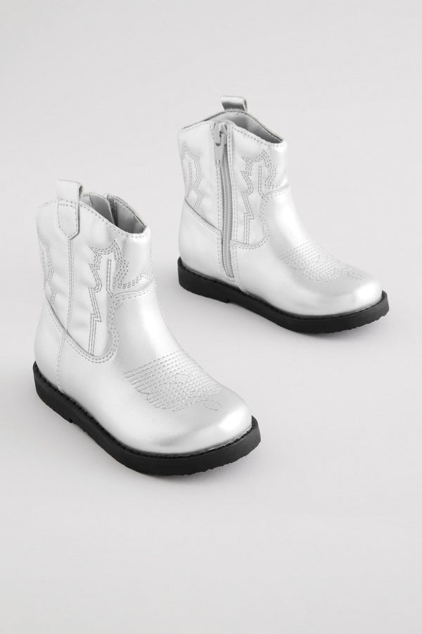 Silver Metallic Western Boots