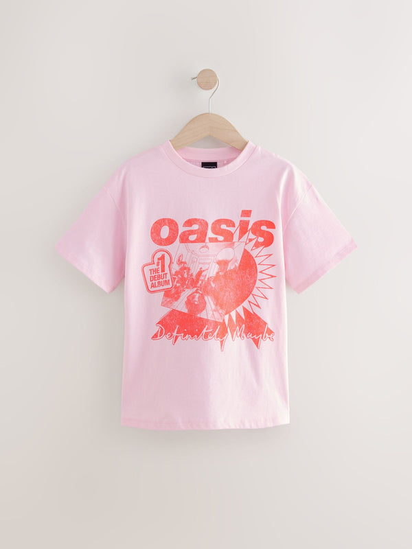 Pink Oversized Oasis License Band 100% Cotton T-Shirt (3-16yrs)