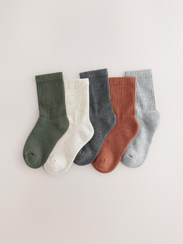 Outdoors Neutral/Grey Ribbed Socks 5 Pack