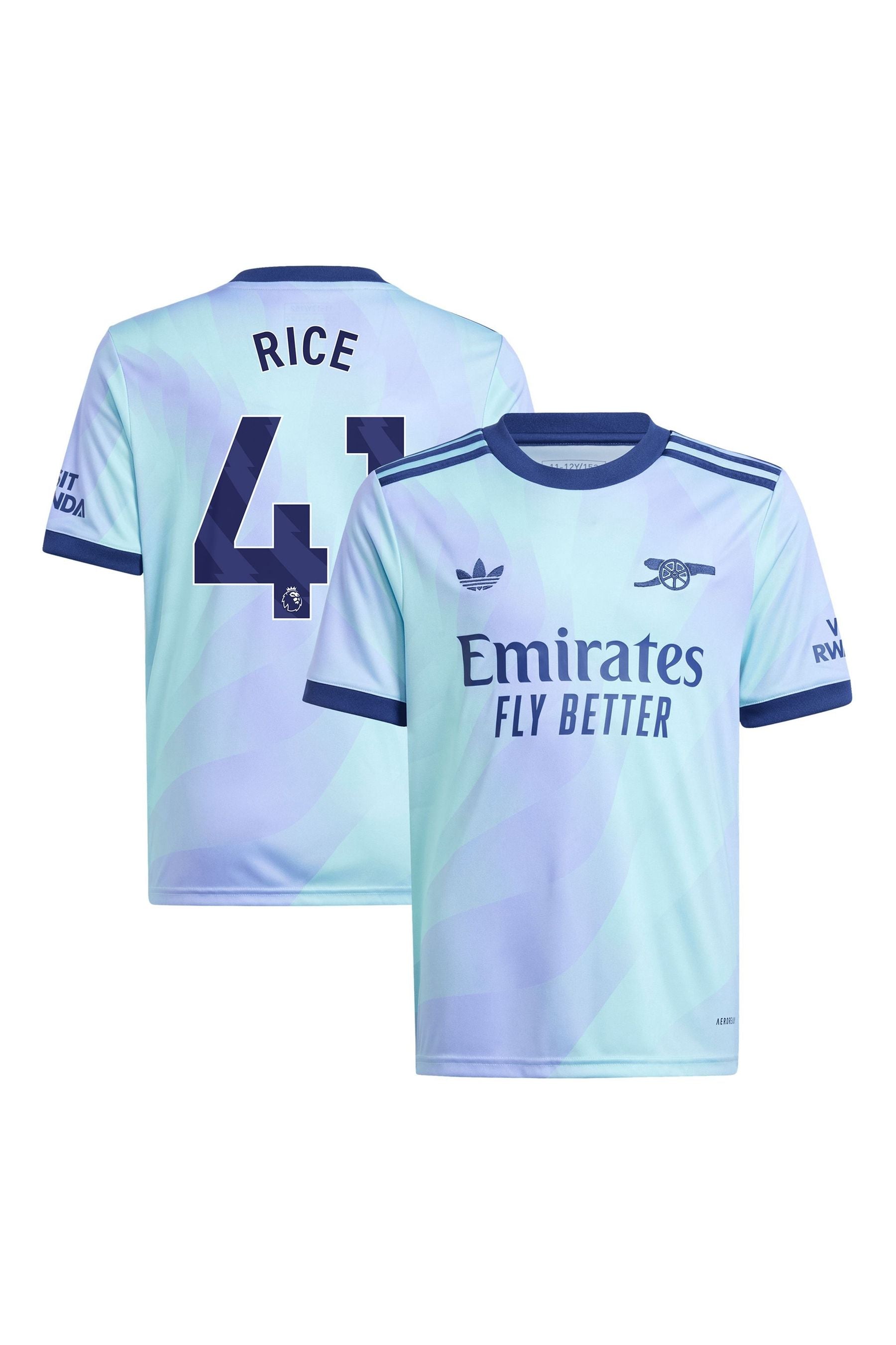 adidas Blue Kids Rice 41 printing Arsenal Third Shirt 2024-25