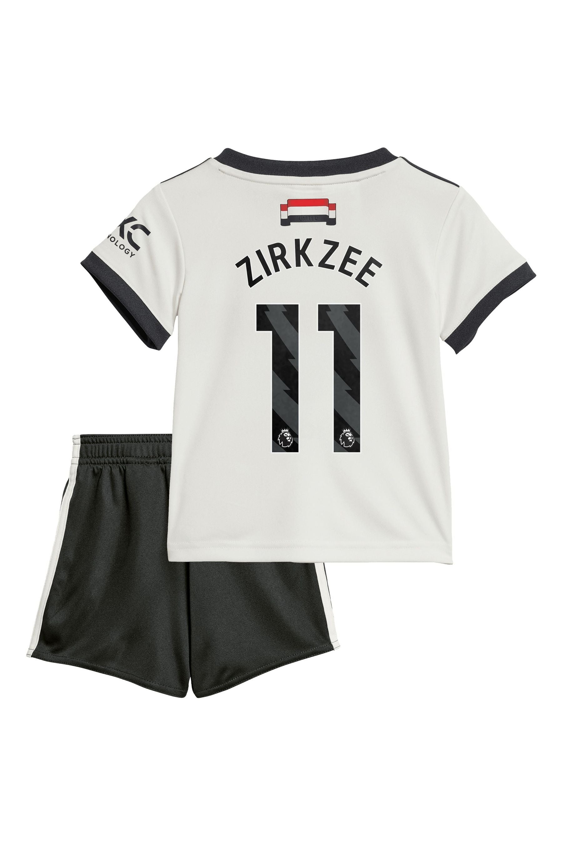 adidas White Baby Manchester United EPL Third Kit 2024-25 with Zirkzee 11 Printing