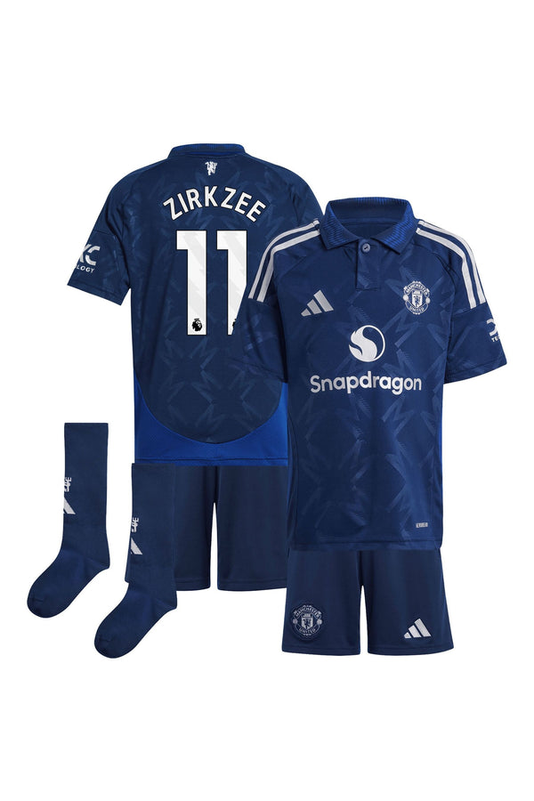 adidas Blue Manchester United EPL Away Mini Kit 2024-25 with Zirkzee 11 Printing