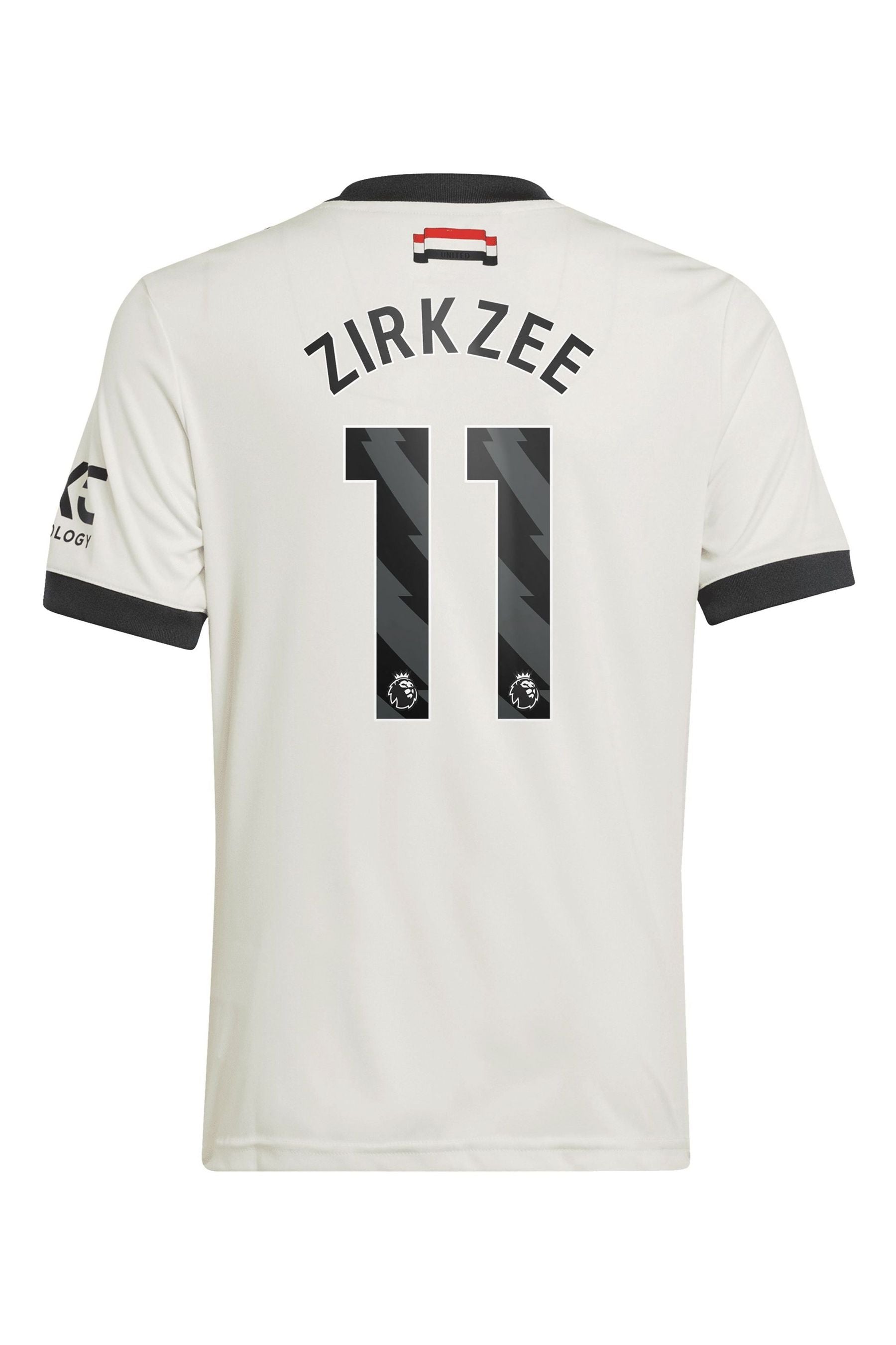 adidas White Kids Manchester United EPL Third Shirt 2024-25 with Zirkzee 11 Printing