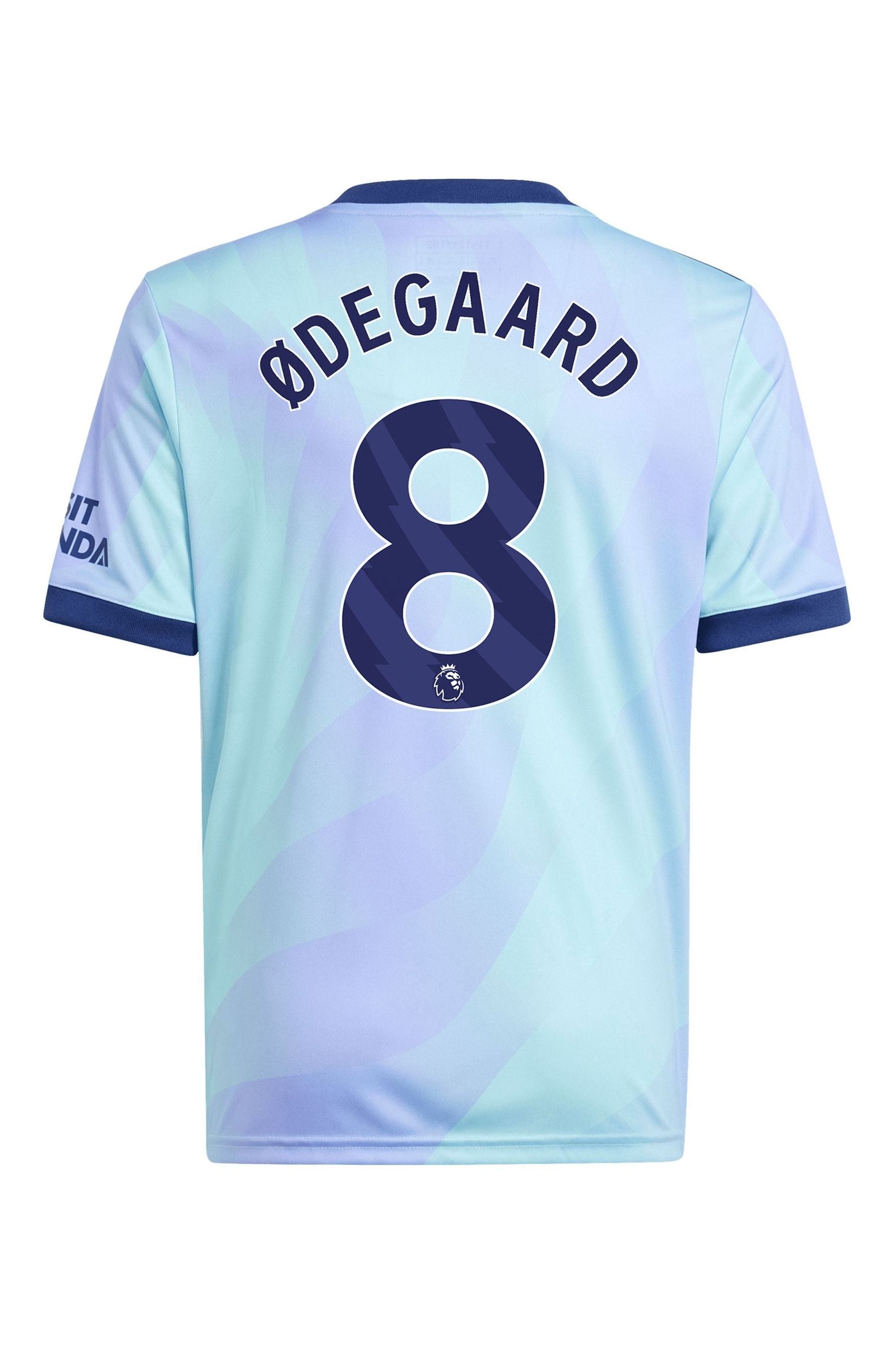 adidas Blue Kids Arsenal Third Shirt 2024-25 with Odegaard 8 Printing