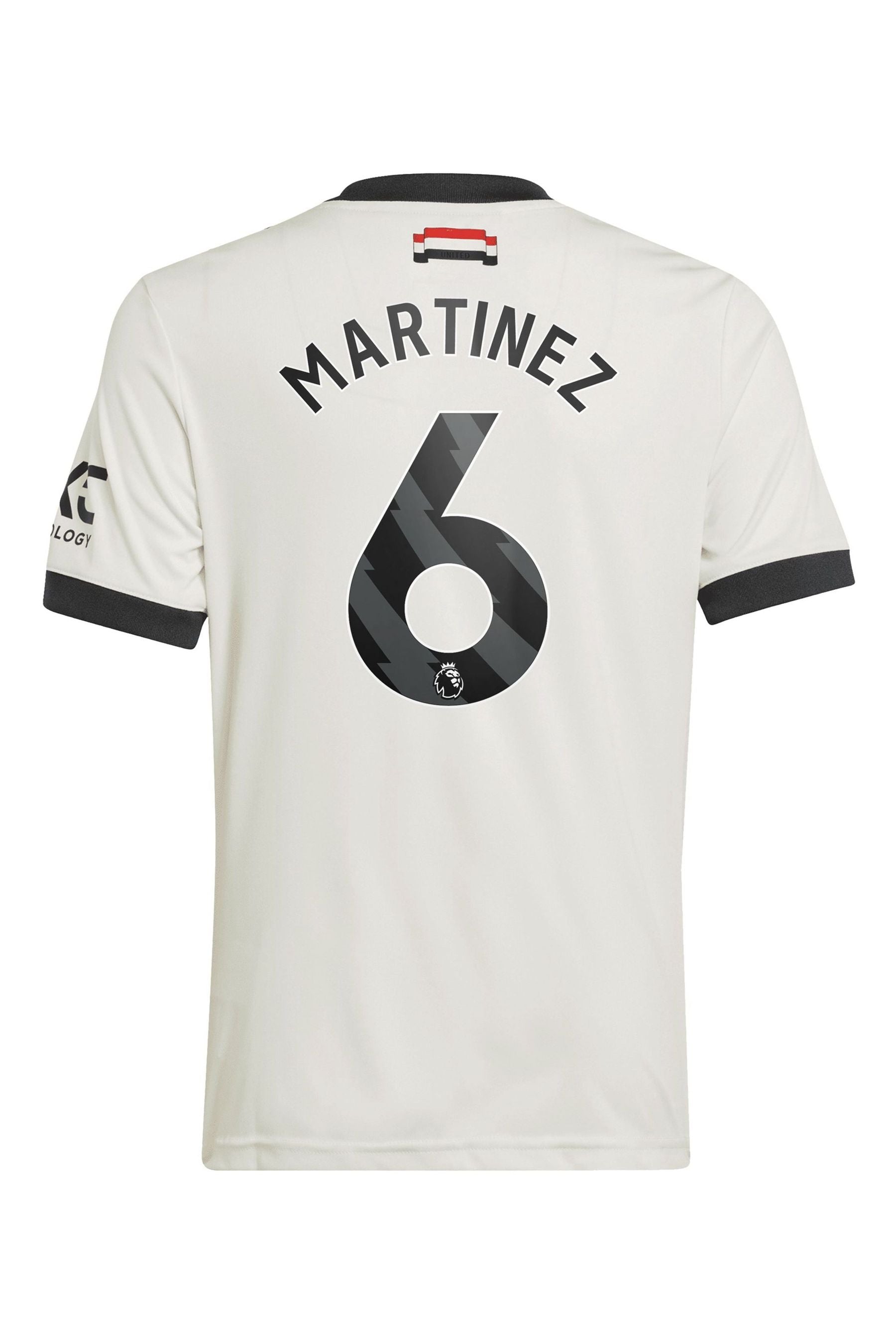 adidas White Kids Manchester United EPL Third Shirt 2024-25 with Martinez 6 Printing