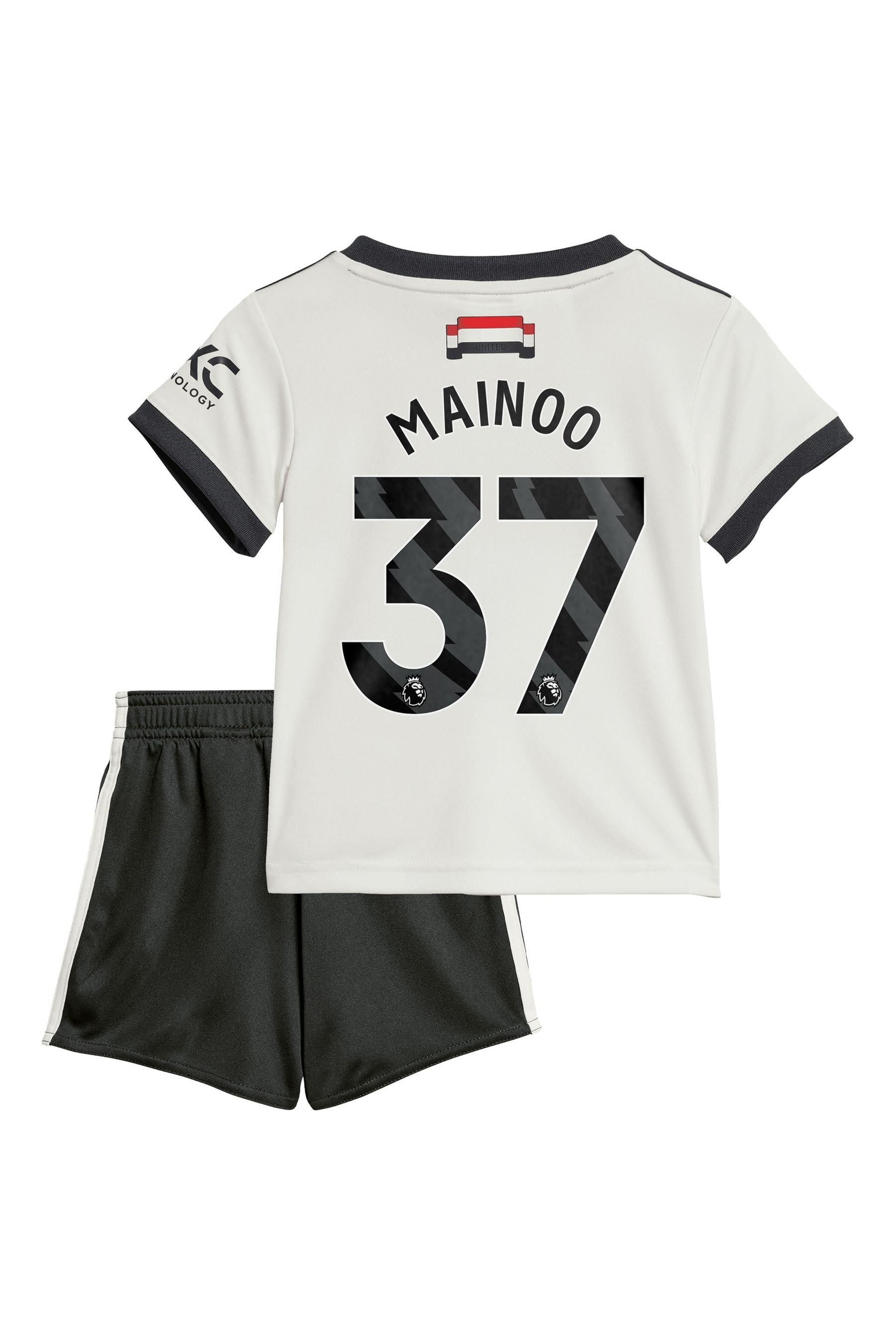 adidas White Original Manchester United EPL Third Baby Kit 2024-25 with Mainoo 37 Printing