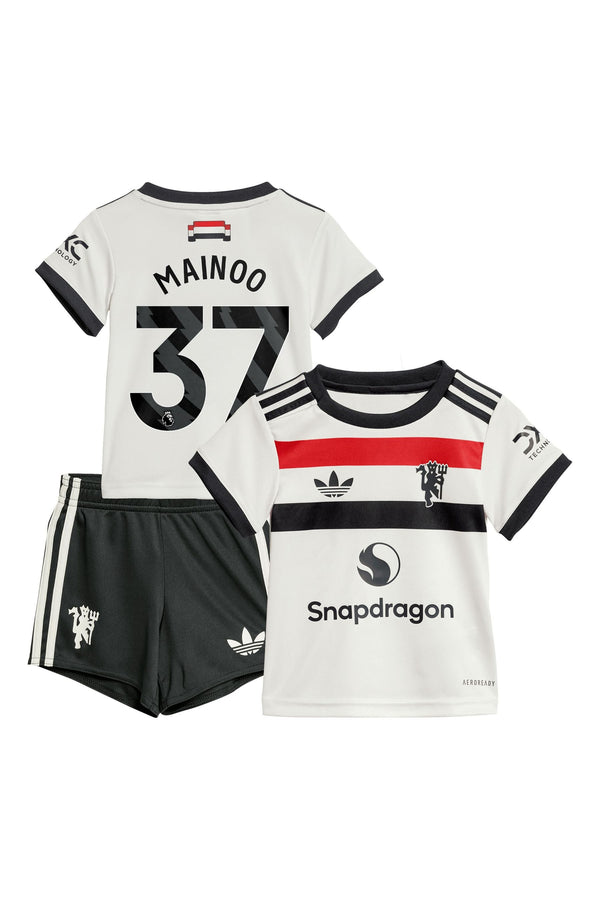 adidas White Original Manchester United EPL Third Baby Kit 2024-25 with Mainoo 37 Printing